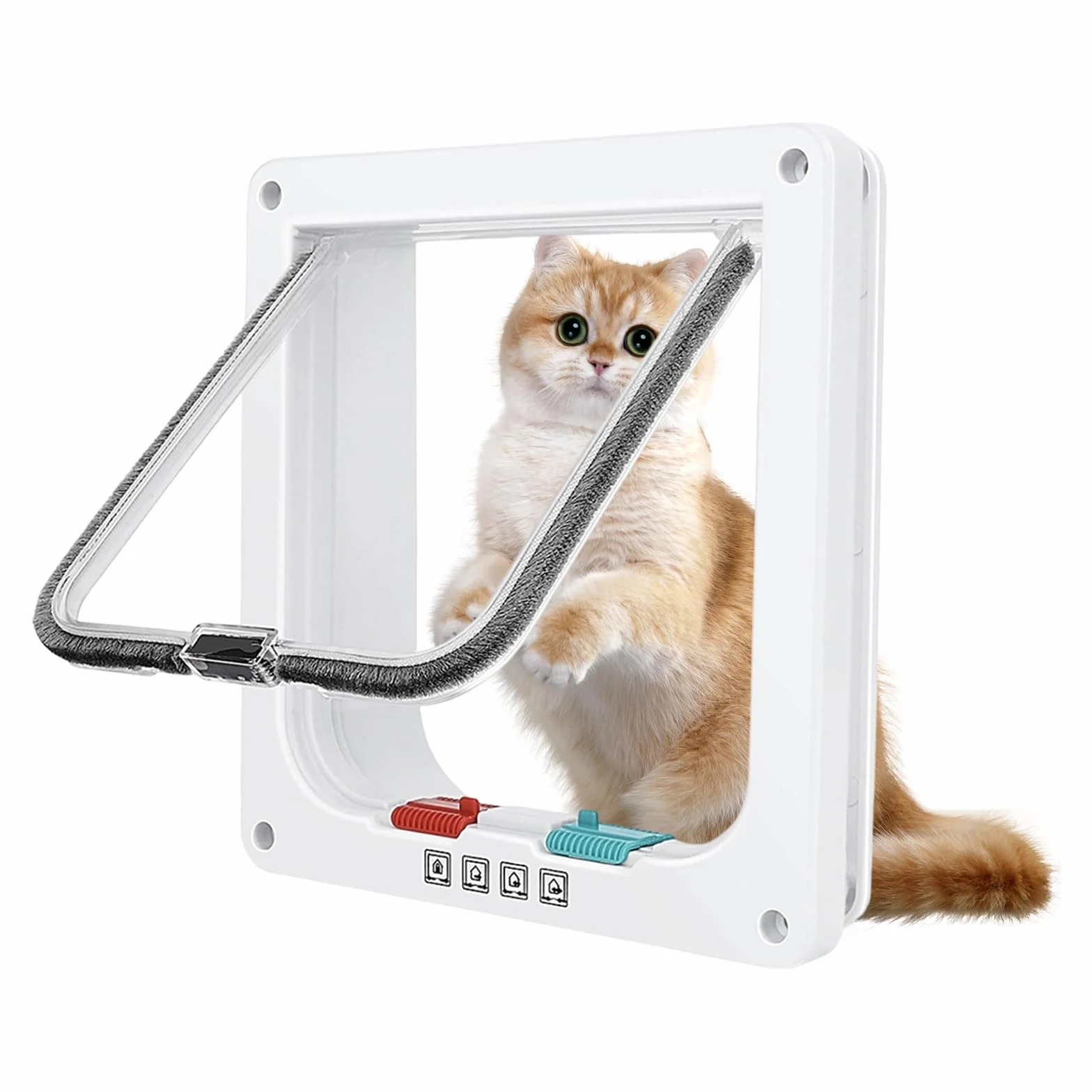 Chatière pour Chat, Verrouillage à 4 Voies, 20cm x 19cm (S), Blanc