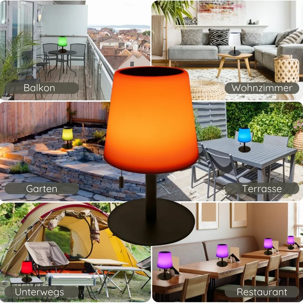 SCHWAIGER RGB LED Lampe de table solaire d'extérieur 200 Lm dimmable IP44 Micro USB