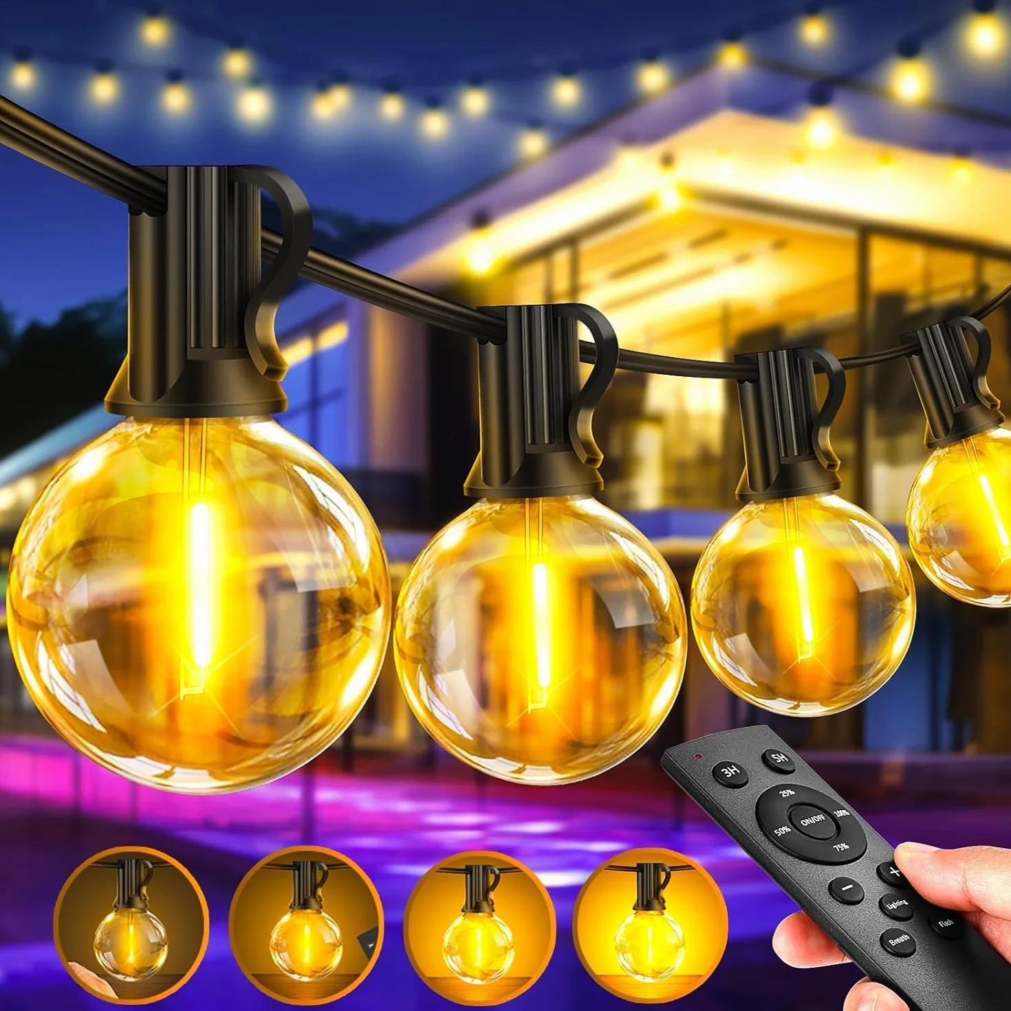 Guirlande Lumineuse Exterieure LED 30M G40 IP44 Imperméable avec Télécommande