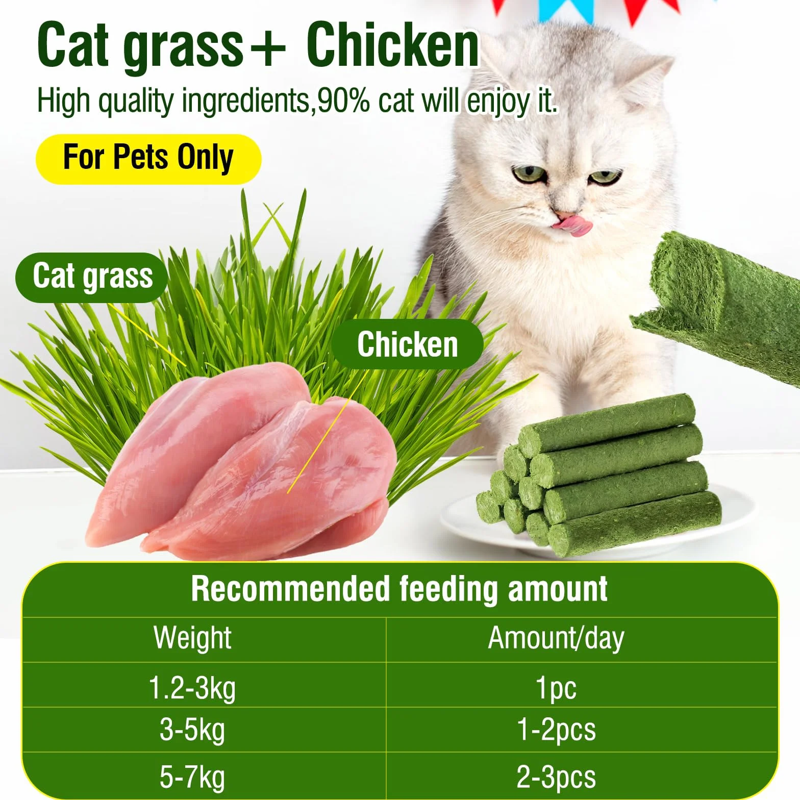 Bâton d'herbe à Chat Lyophilisé 225g, Friandises pour Chats, Nettoyage des Dents et Boules de Poils