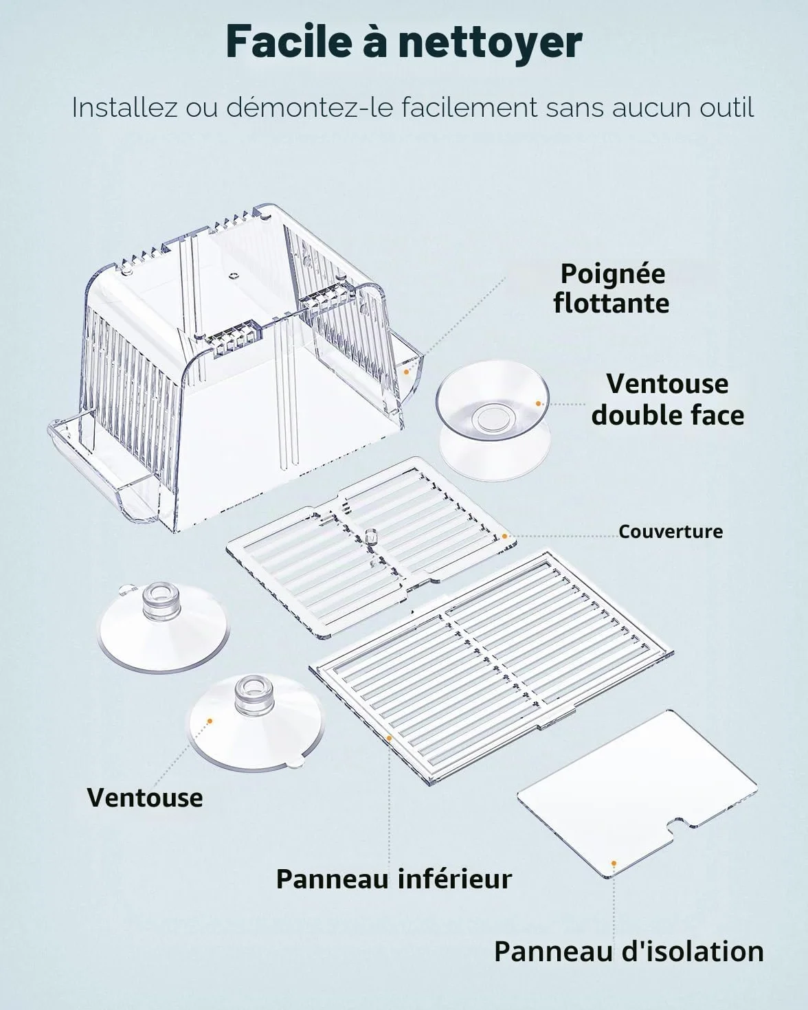 Pawfly Incubateur Aquarium Acrylique 6 Ventouses pour Poissons Betta, Crevette, Guppy, Platy