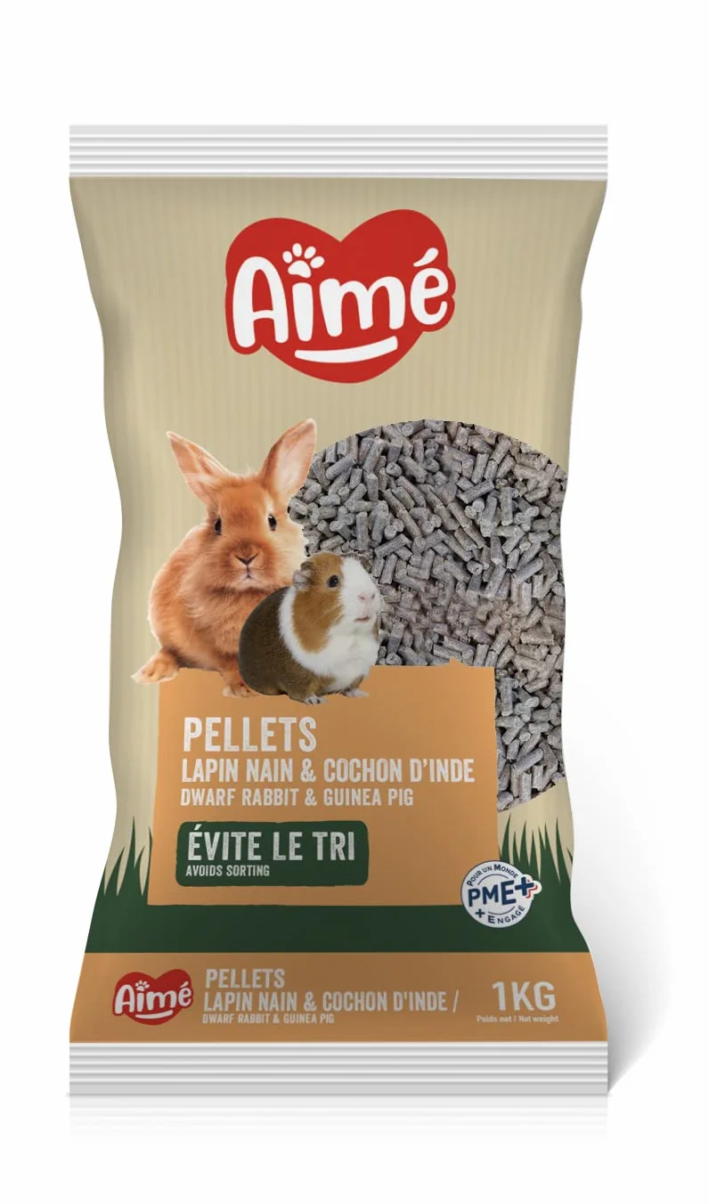 Aimé Granulés Lapin Nain et Cochon d'Inde 1kg Repas Complet Apports Nutritionnels Garantis