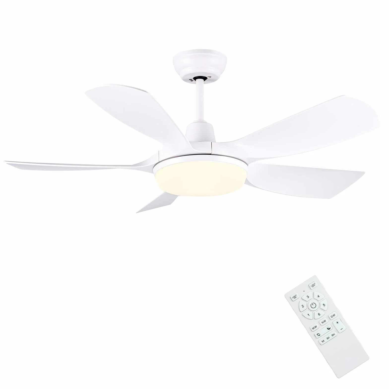 Ventilateur de Plafond Blanc 106CM Silencieux avec Lumiere et Télécommande DC Moteur Réversible
