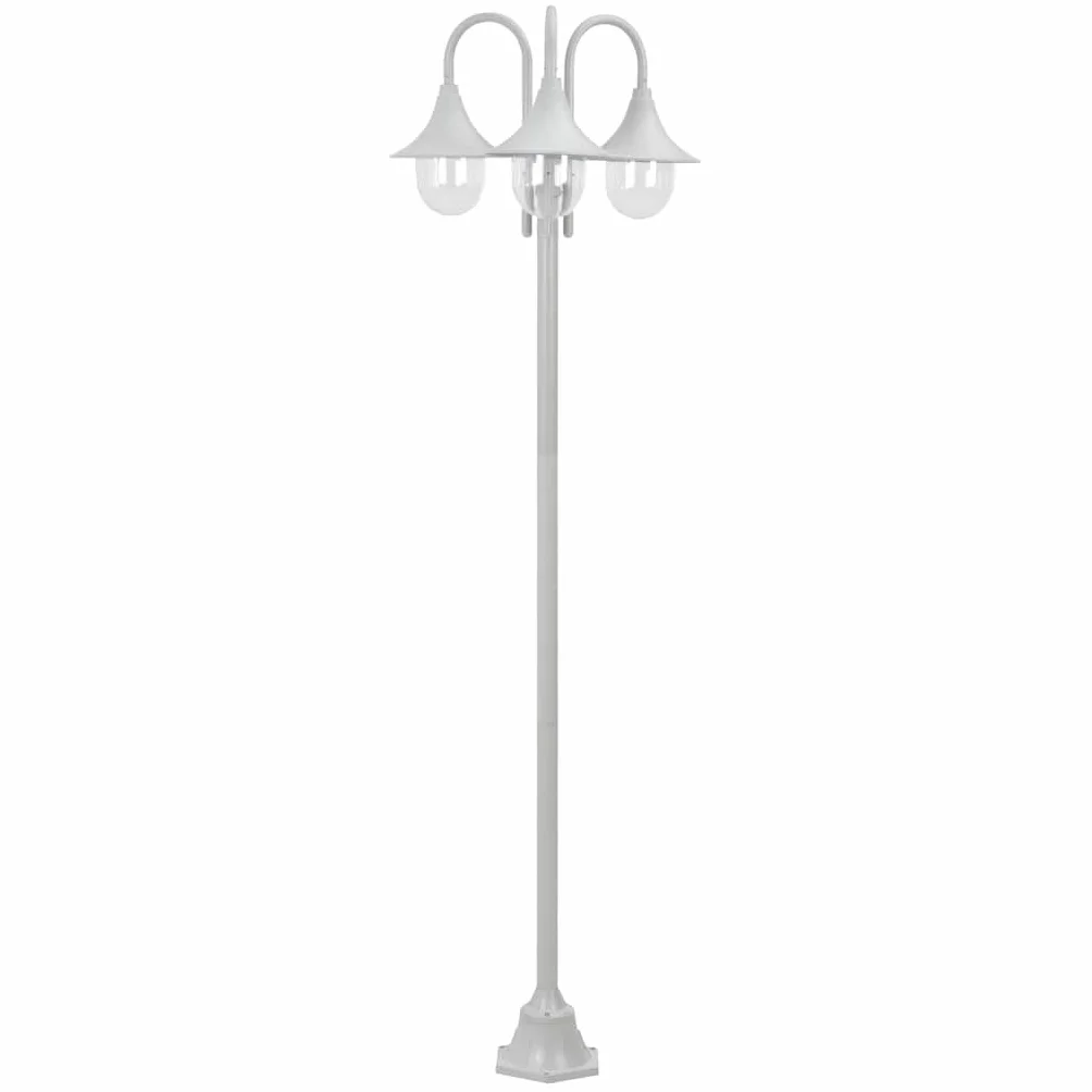 Lampadaire de Jardin vidaXL E27 220 cm Aluminium 3 Lanternes Blanc