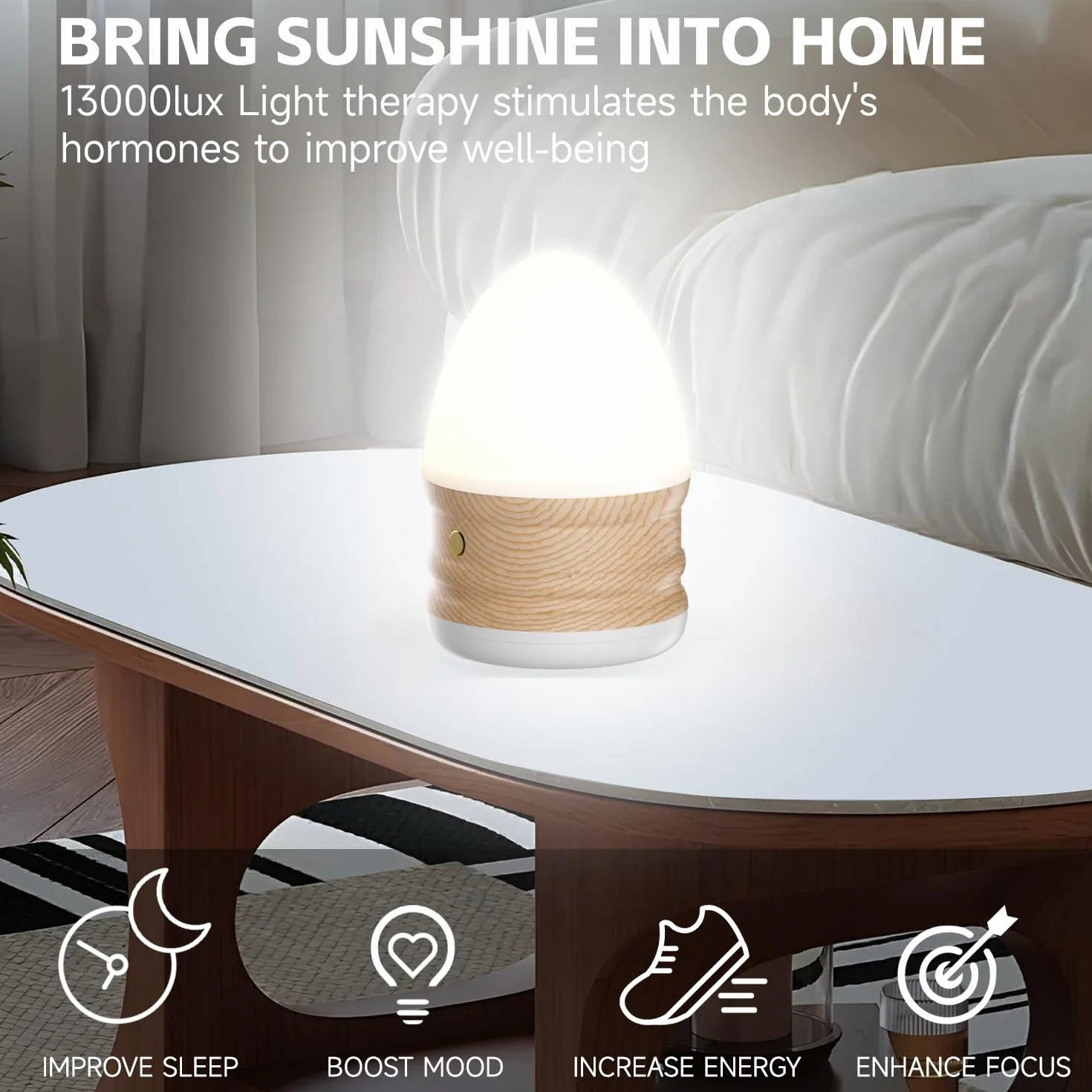 Lampe de Luminothérapie 13 000 Lux, Lampe Lumière du Jour sans UV, 3 Températures de Couleur, Variateur, Minuterie, Télécommande