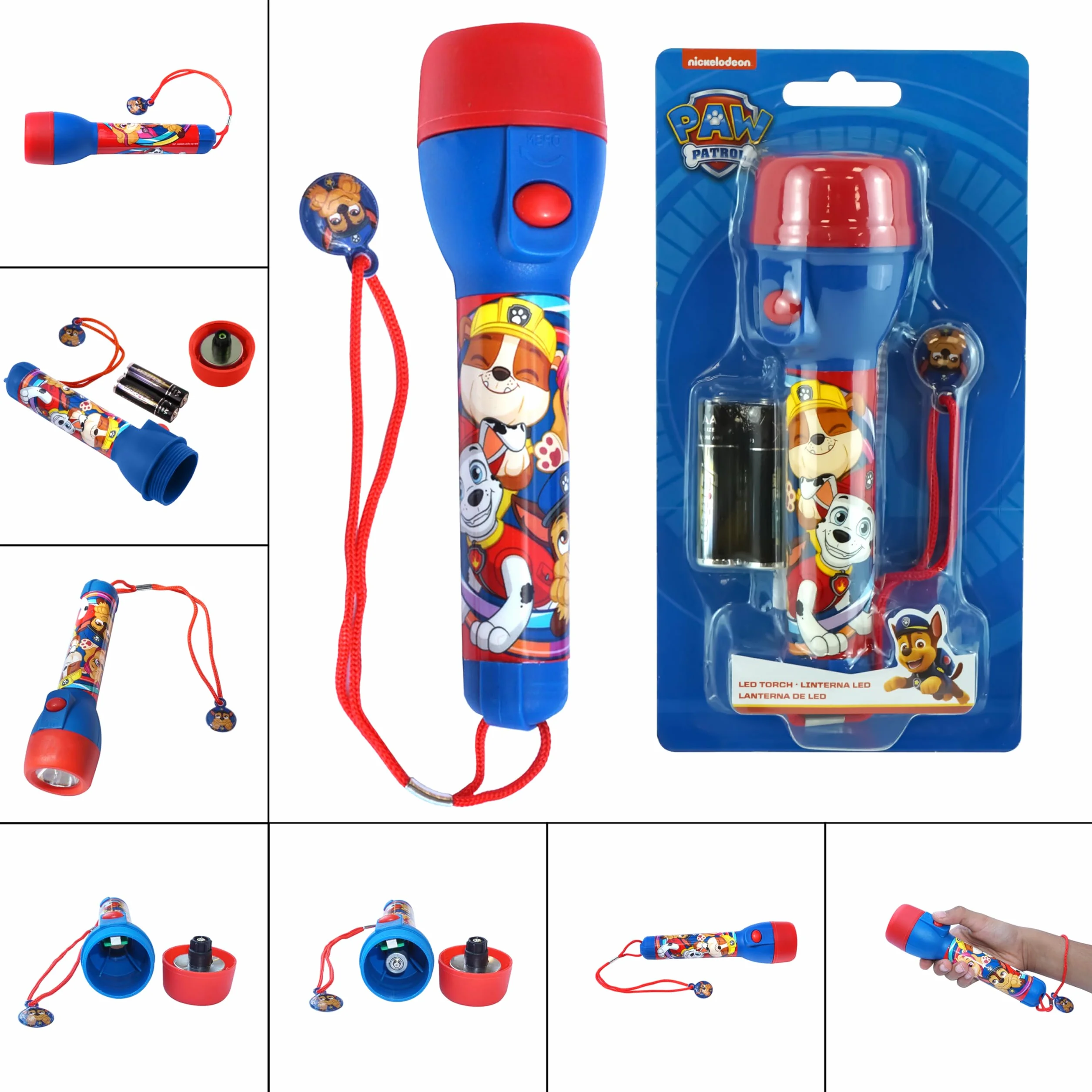 PAW PATROL Grande torche LED pour enfants, veilleuse lumineuse, lampe de poche en plastique jouet cadeau
