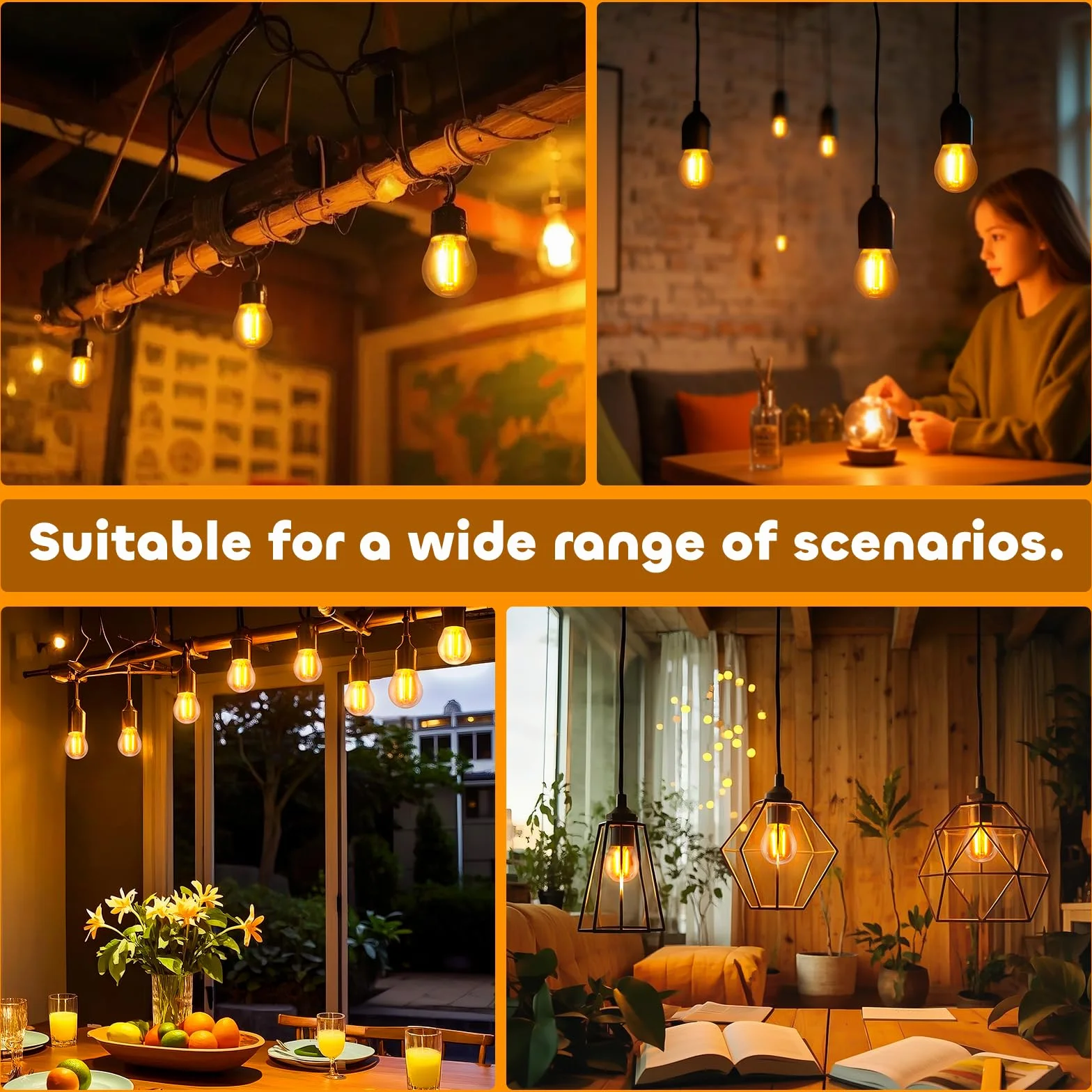 Ampoule E27 Vintage 2W LED Filament G45 Verre Ambré Blanc Chaud 2200K 200LM AC 220V Lot de 2