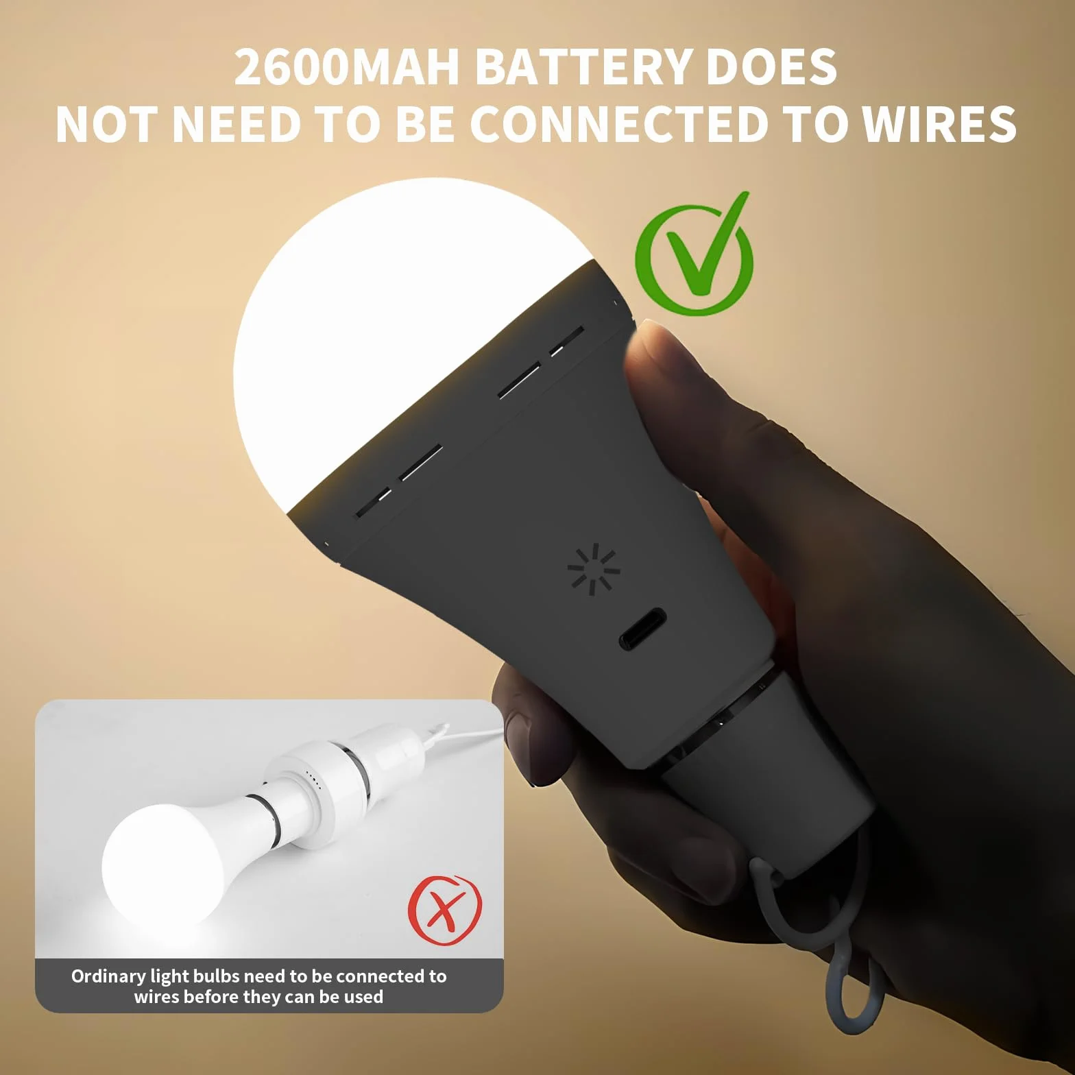 Ampoule LED Rechargeable USB E27 7W Dimmable 2600mAh 3 Températures de Couleur Avec Télécommande 2 Pack