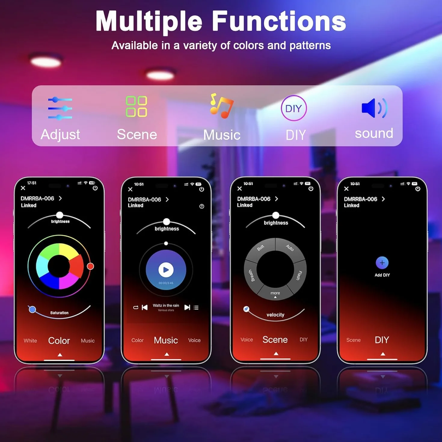 Macchiatto Ruban LED Néon 5M, Bande LED avec APP/Télécommande, Synchronisation Musicale, Imperméable, pour Intérieur et Extérieur