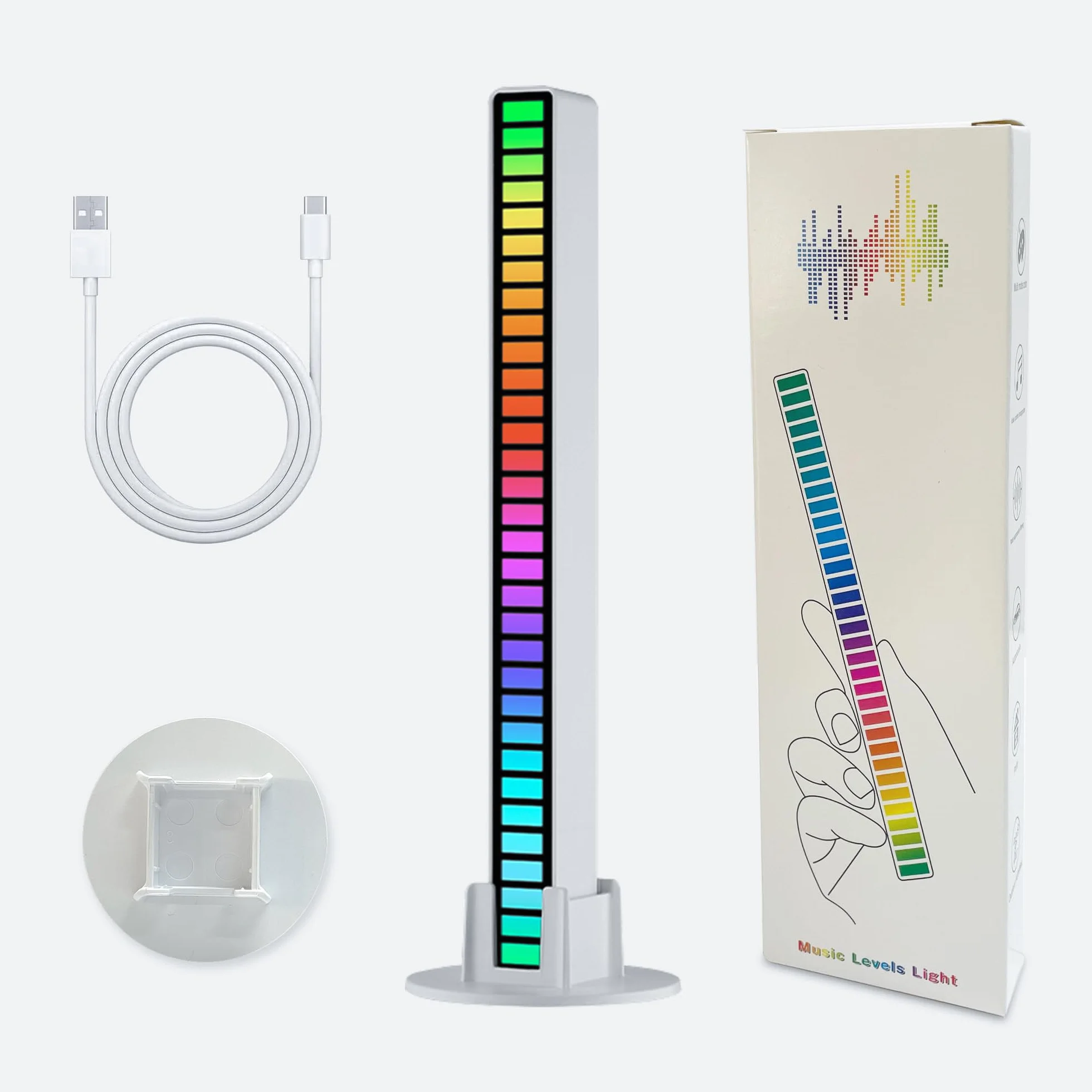 Barre LED musicale RVB rechargeable USB portable synchronisation musique motifs