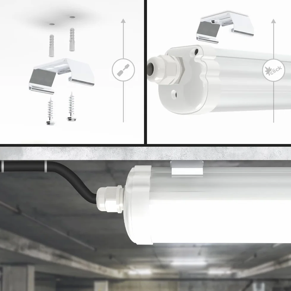 Réglette LED étanche 150 cm IP65 48W 5760 Lumen 6500K Blanc froid HOFTRONIC
