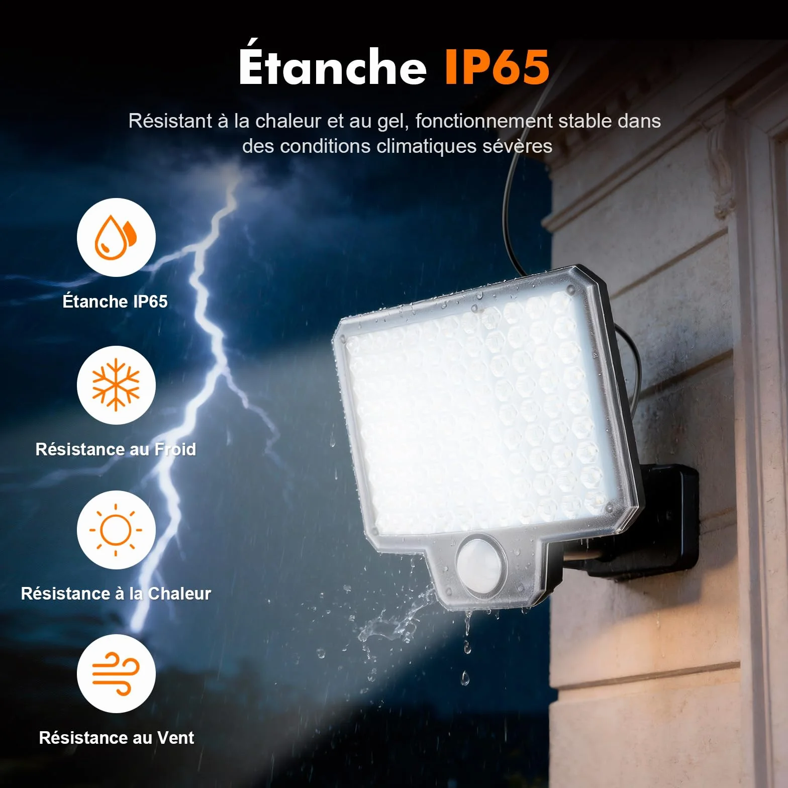 GRIFEMA GD201 Lampes de Sécurité Solaires d'Extérieur avec Détecteur de Mouvement, 3 Modes, IP65