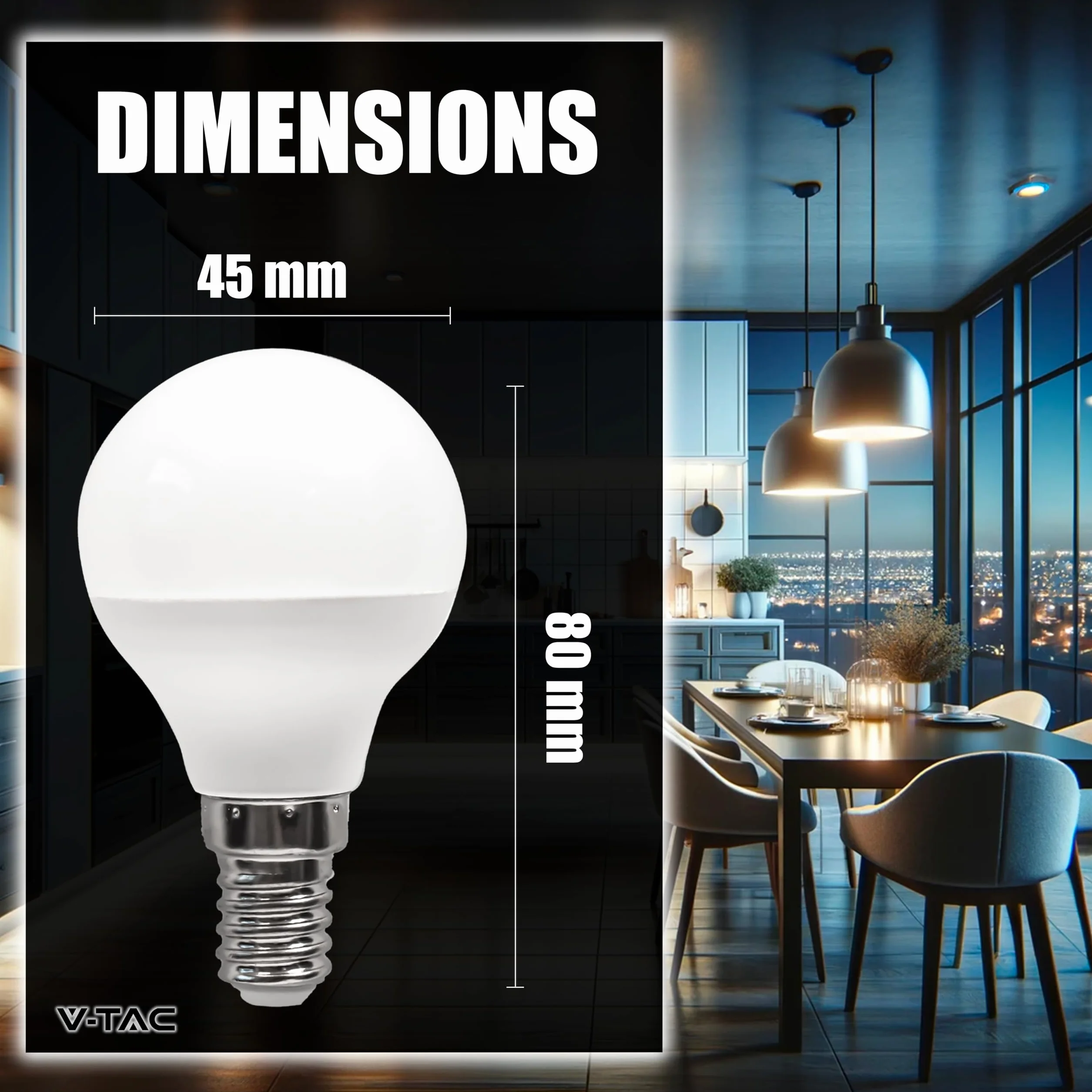 V-TAC Ampoule LED E14 4,5W P45 470 Lumen 3000K Blanc Chaud 180° Lot de 3
