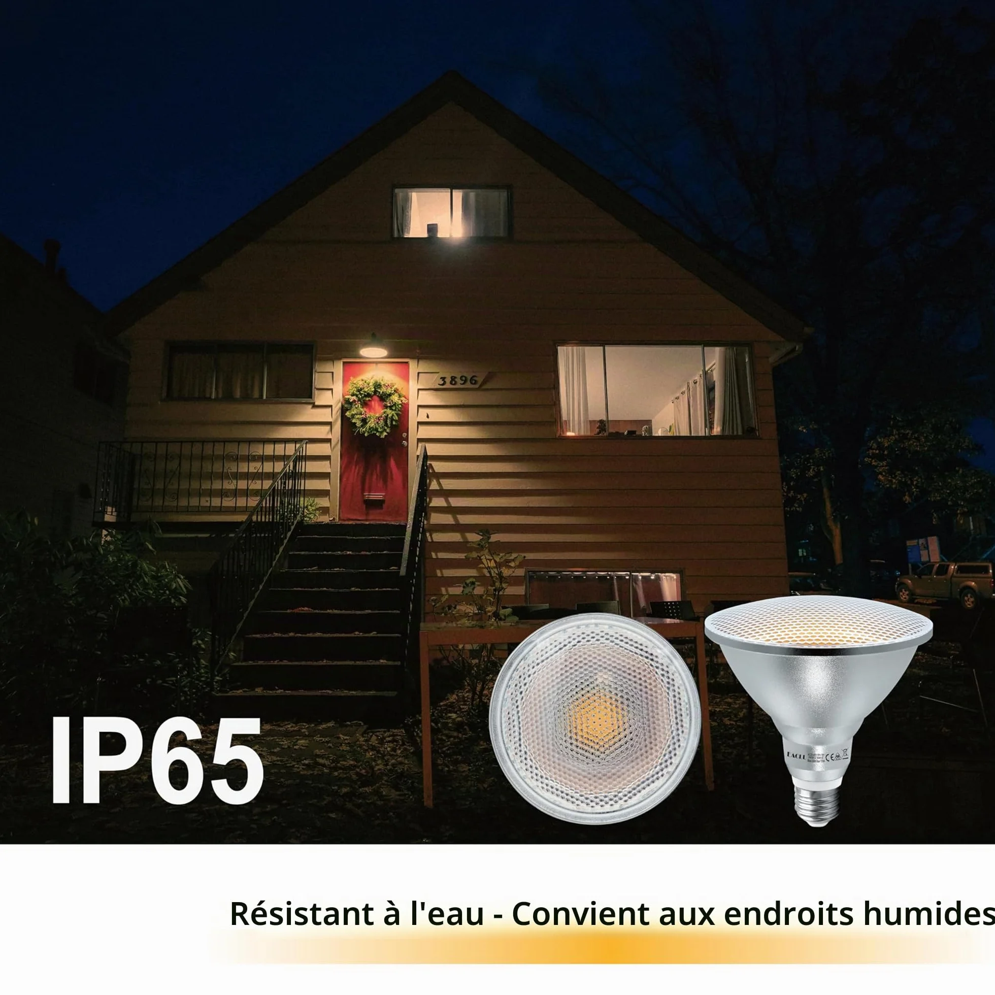 EACLL IP65 Ampoule LED E27 PAR38 Blanc Chaud 18W 1700 Lumens 3000K Lot de 2