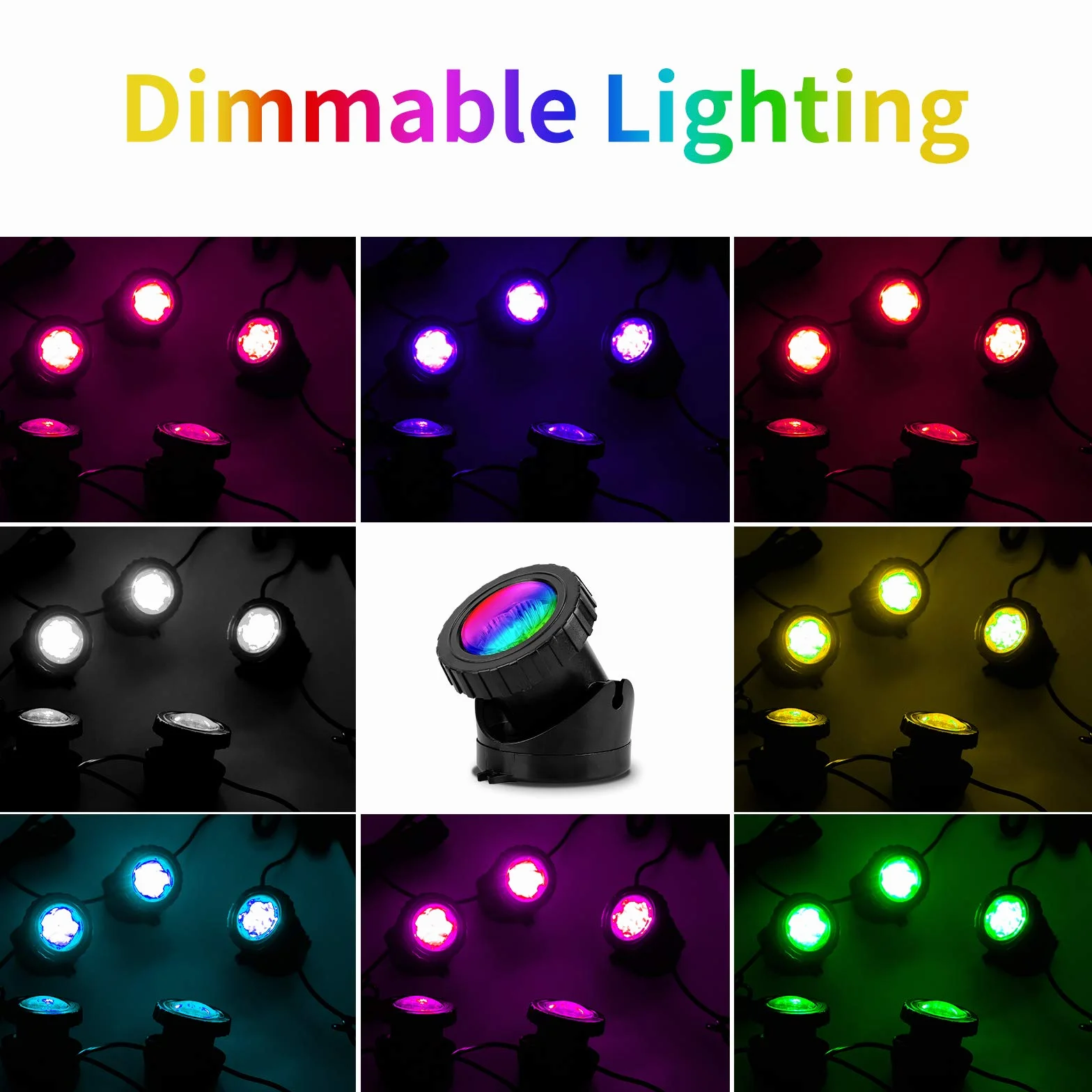 Lampes Solaires de Bassin LED Submersibles RGB IP68 Étanche Extérieur Jardin Piscine (5 Lumières)
