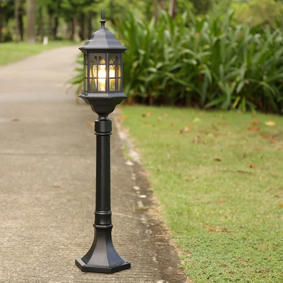 Lampadaire extérieur classique E27 80 cm IP55 Noir imperméable