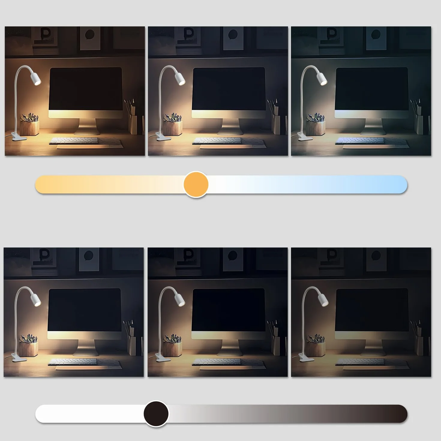 DA LIGHT Lampe de Lecture de Lit à Pince LED, 5 Températures de Couleur, Variateur USB Blanc