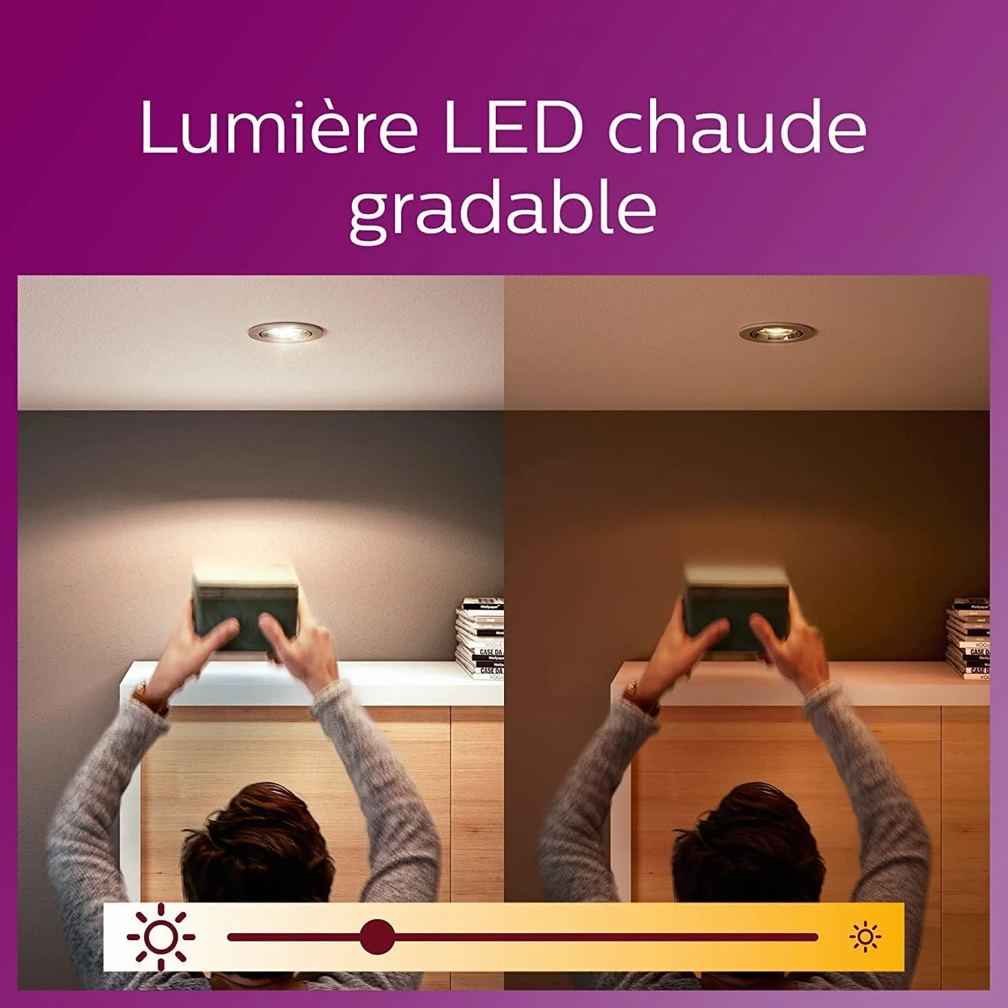 Philips ampoule LED GU10 C90 Blanc chaud Dimmable Verre Lot de 6