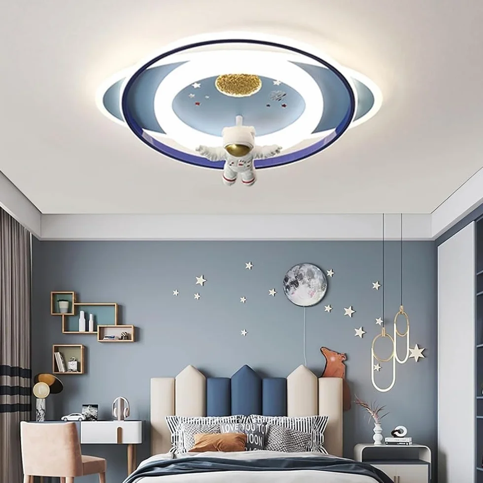Plafonnier LED enfant 58cm Astronaute créatif dimmable 3000K-6000K Lampe plafond chambre