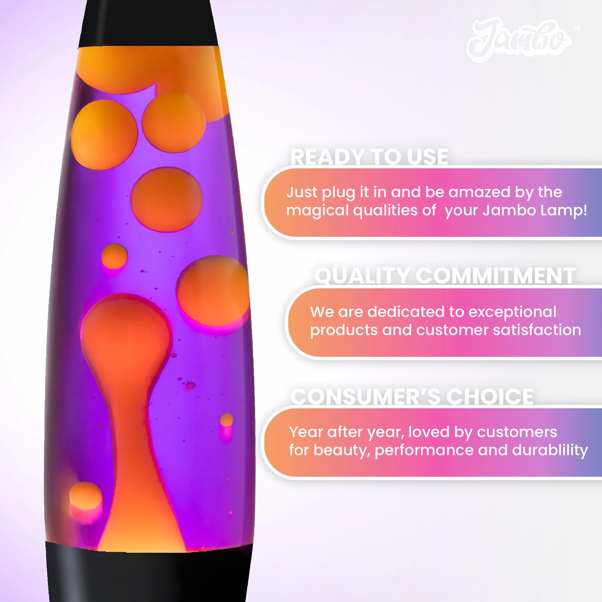 Lampe à Liquide Relaxante 16" Violet/Cire Jaune/Orange pour Salon Bureau Chambre