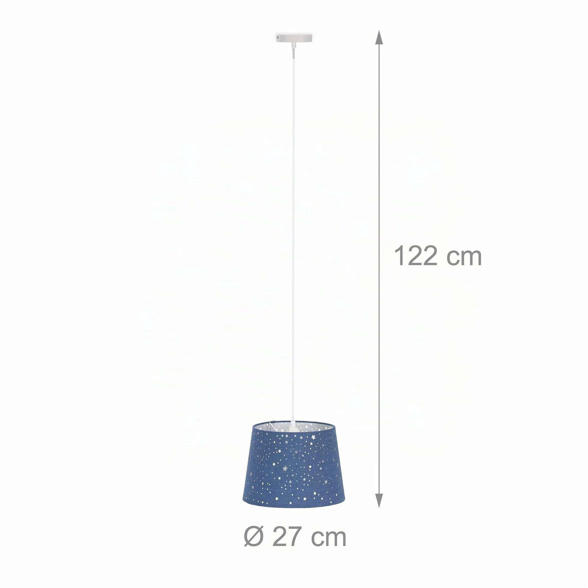 Relaxdays Lampe pour chambre motif ciel étoilé, enfants, abat-jour rond, bleu, 122 x 27 x 27 cm