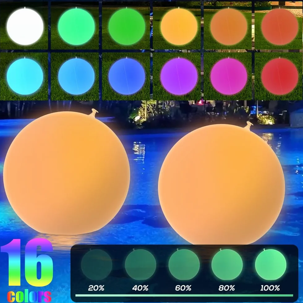 Boule Lumineuse Piscine Flottante 40cm 16 Couleurs 4 Modes Télécommande