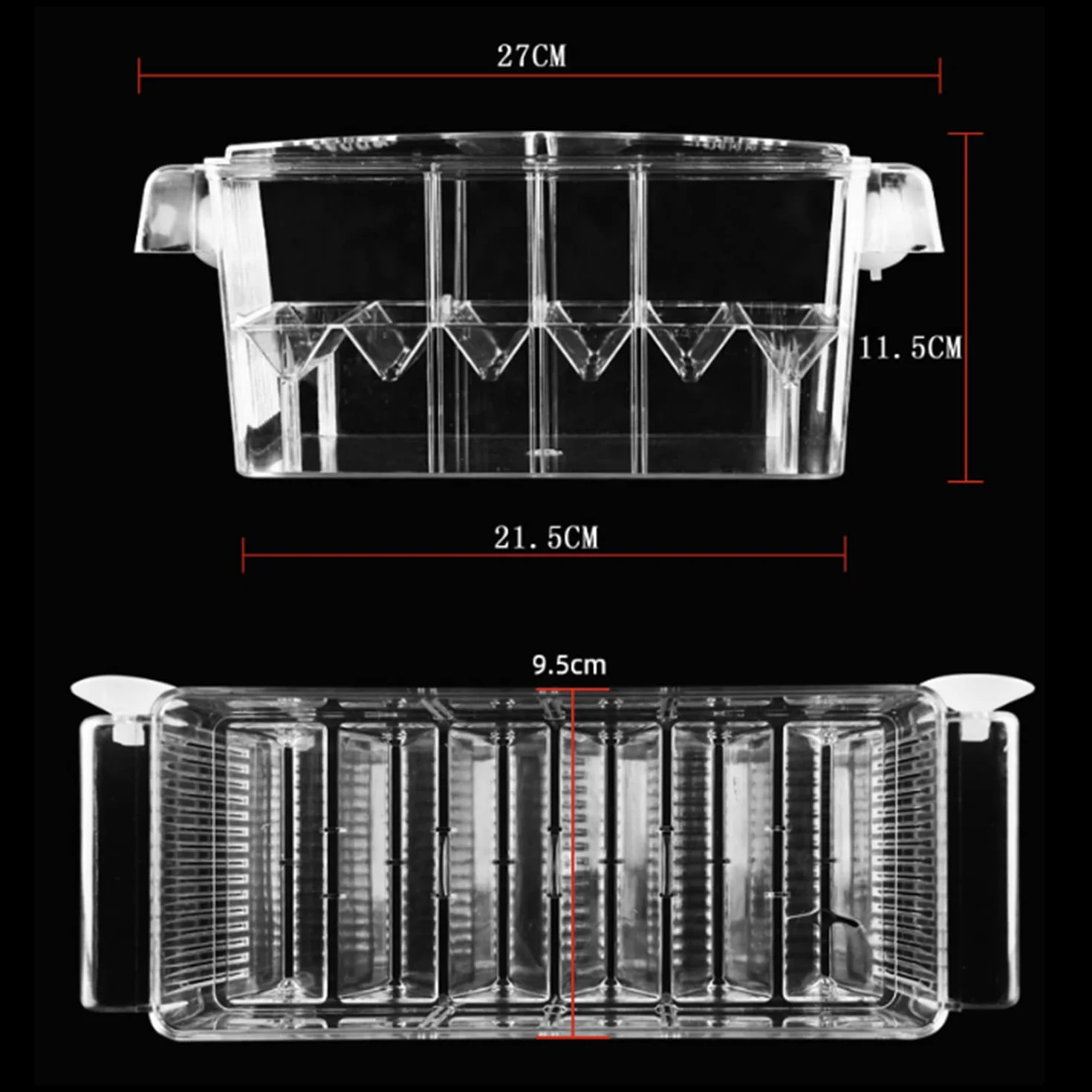 Boîte d'élevage de poissons d'aquarium acrylique ventouses écloserie isolement guppy tropicaux