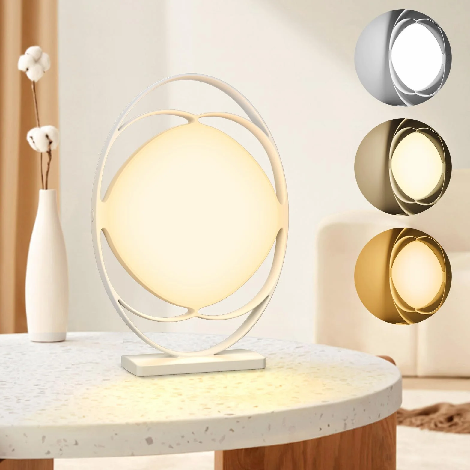 Lampe de luminothérapie 10000 Lux sans UV, 3 températures de couleur, 4 minuteries, 5 intensités réglables, fonction mémoire