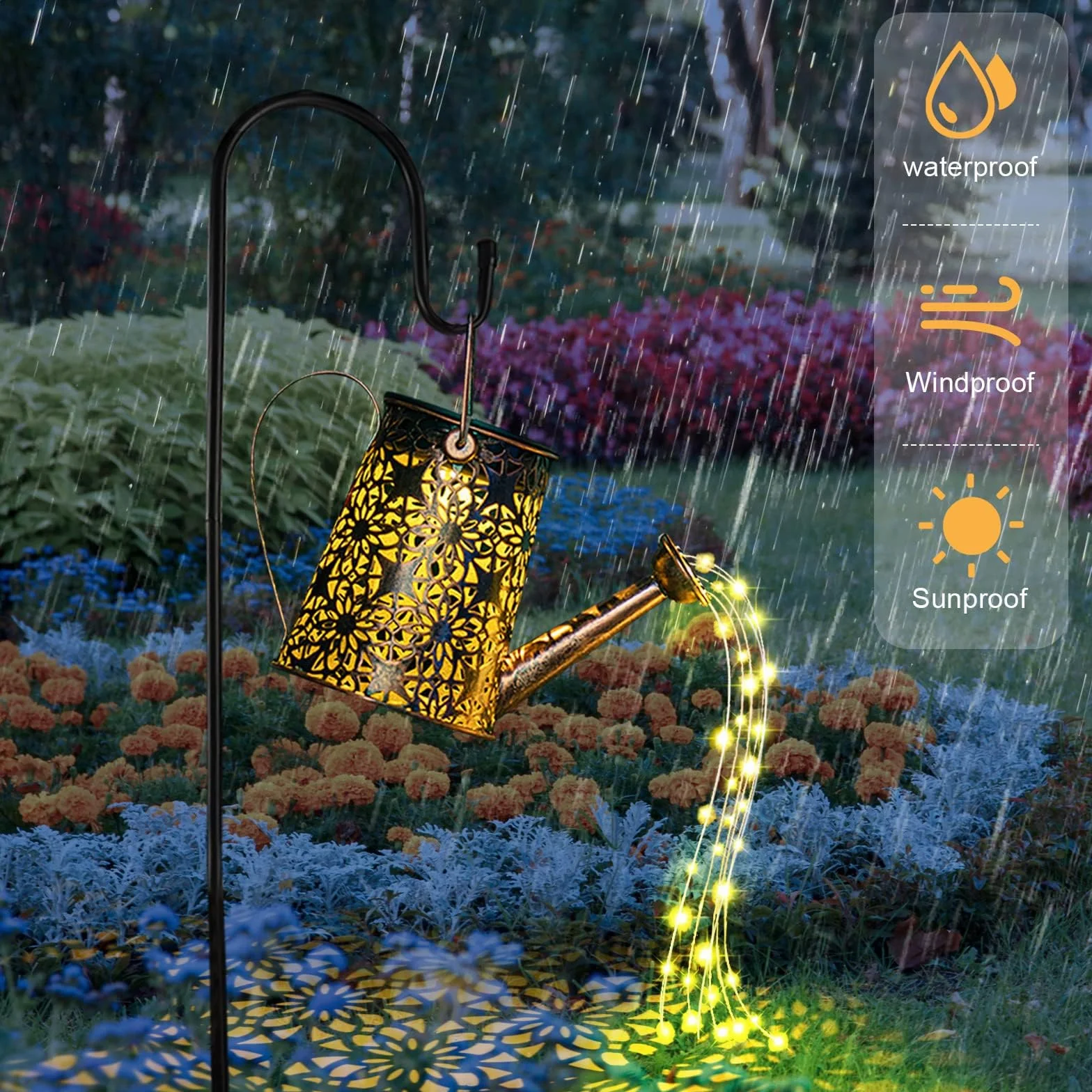 Arrosoir Solaire Extérieur Guirlandes Lumineuses ES Décoration Jardin avec Support en Forme d'Étoile