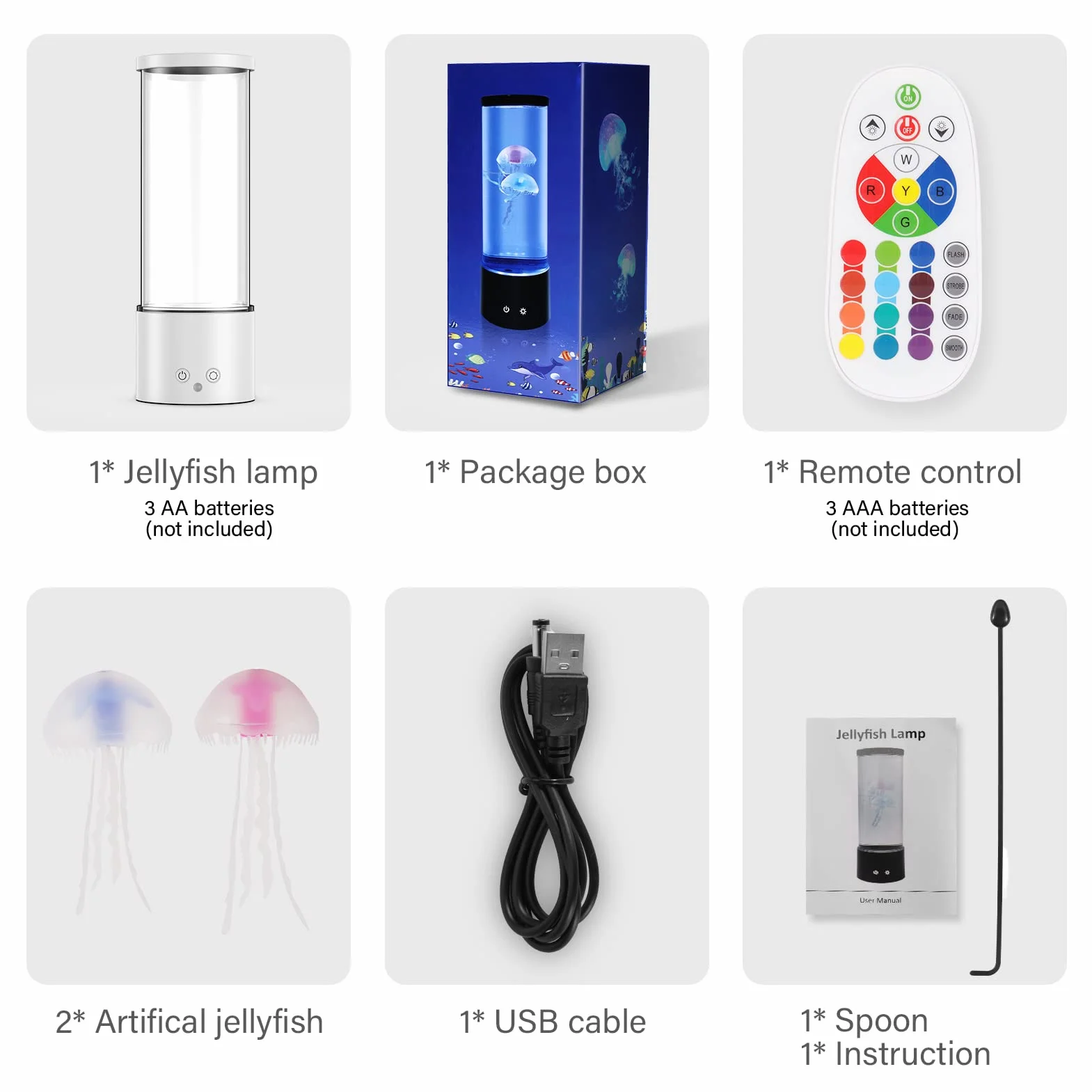 Lampe Méduse RVB 17 Couleurs 4 Modes avec Télécommande pour Aquarium Décoration Salon Bureau
