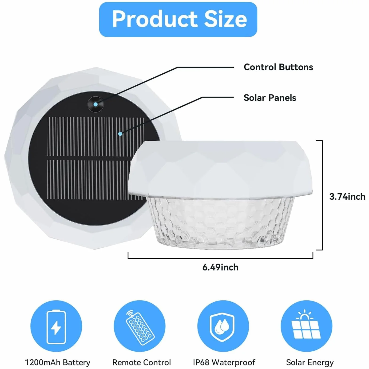 yowin Lumiere Piscine Solaire Flottante 7 Couleurs 3 Modes IP68 Étanche