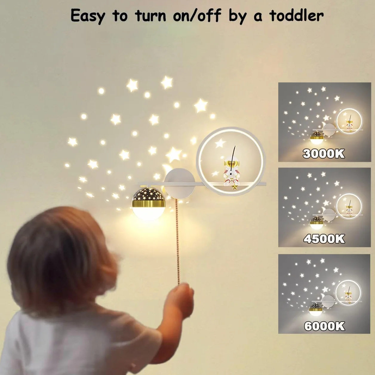 Applique Murale Enfant LED Moderne Lampe Murale Dimmable Astronaute 30W