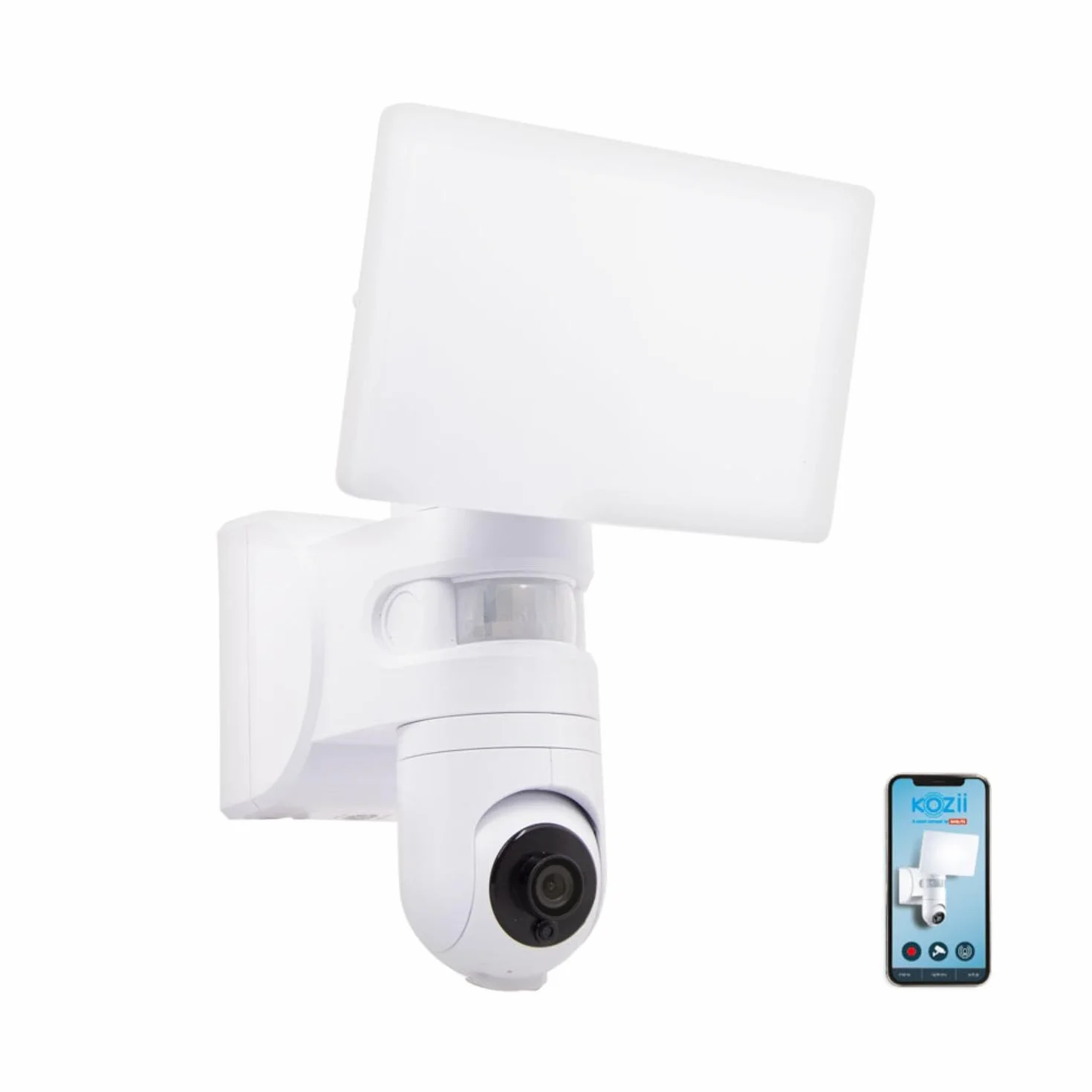 KOZII Projecteur Mural avec Caméra Intégrée 2200 Lumens Blanc Froid Détecteur de Mouvement Sécurité Extérieure