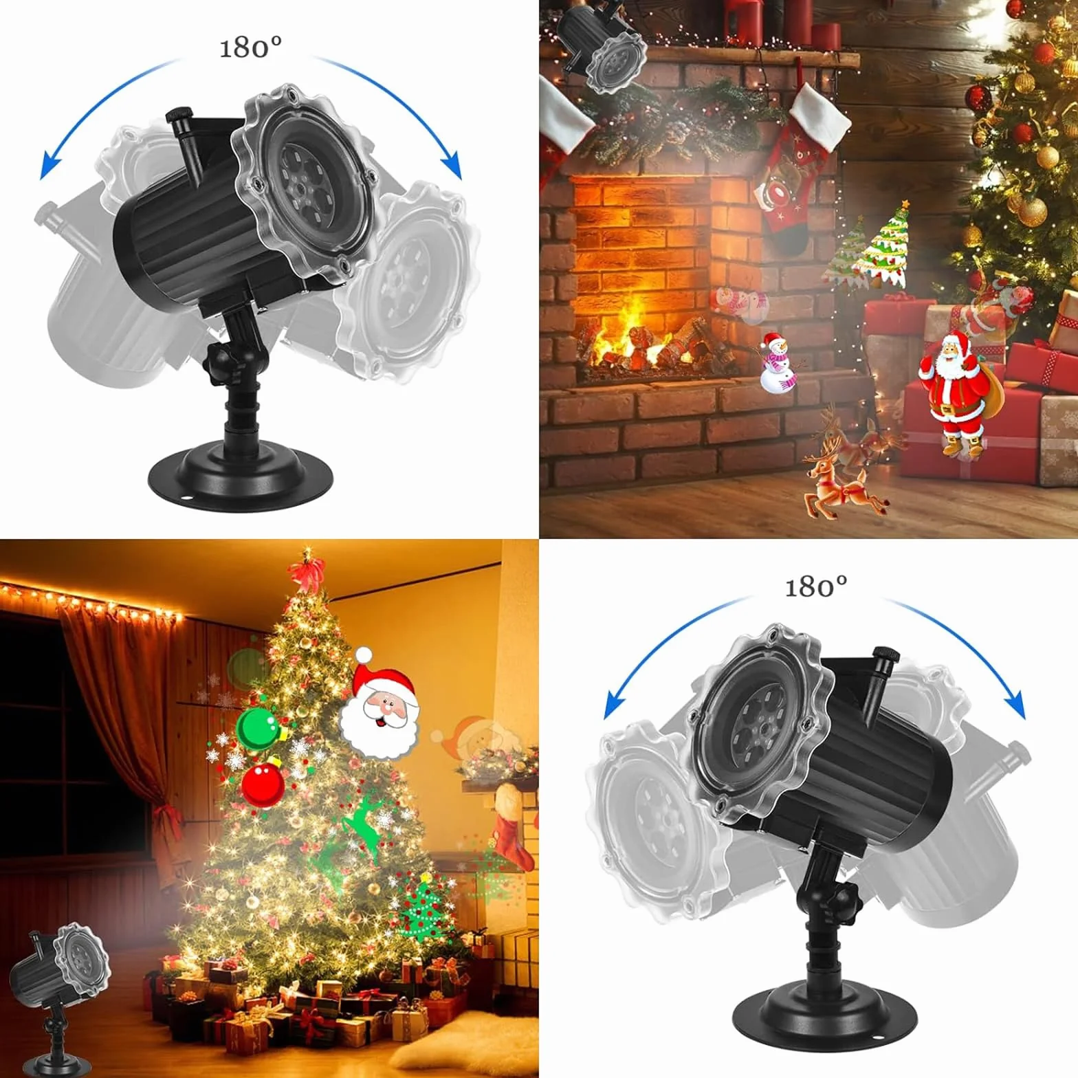 Projecteur Halloween Noël 16 Diapositives 64 Motifs Extérieur Intérieur avec Télécommande Étanche