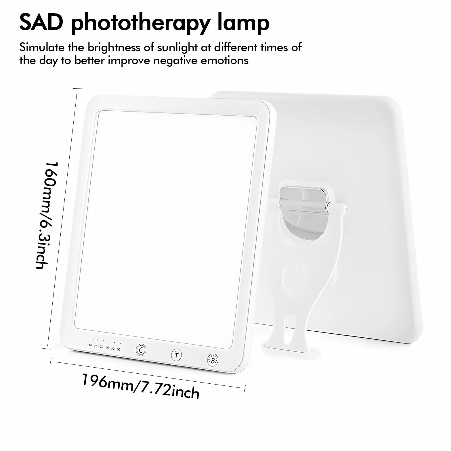 Lampe de Luminothérapie 10000 Lux Simulation Lumière du Jour 5 Niveaux de Luminosité sans UV