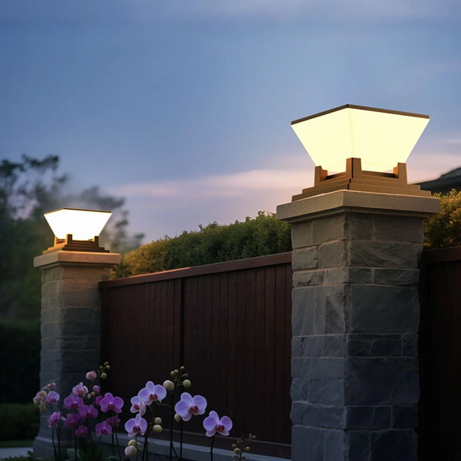 Lampe solaire IP65 pour poteaux de clôture 7x7-10x10 cm, jardin 1500 mAh 3 modes couleur, noir