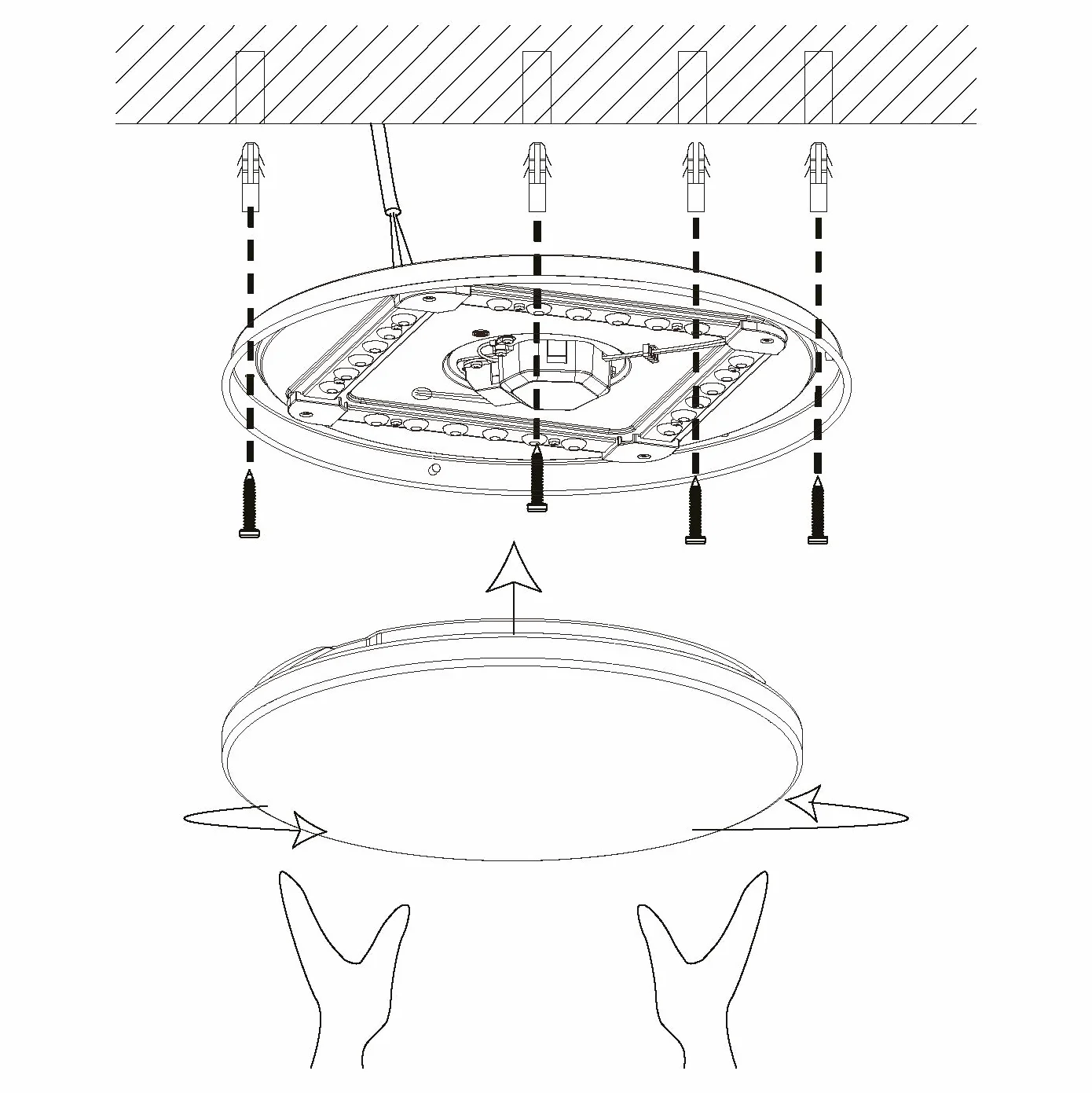 Eglo Plafonnier LED POGLIOLA-S Ø 50 cm, lampe de plafond effet cristal, acier et plastique blanc