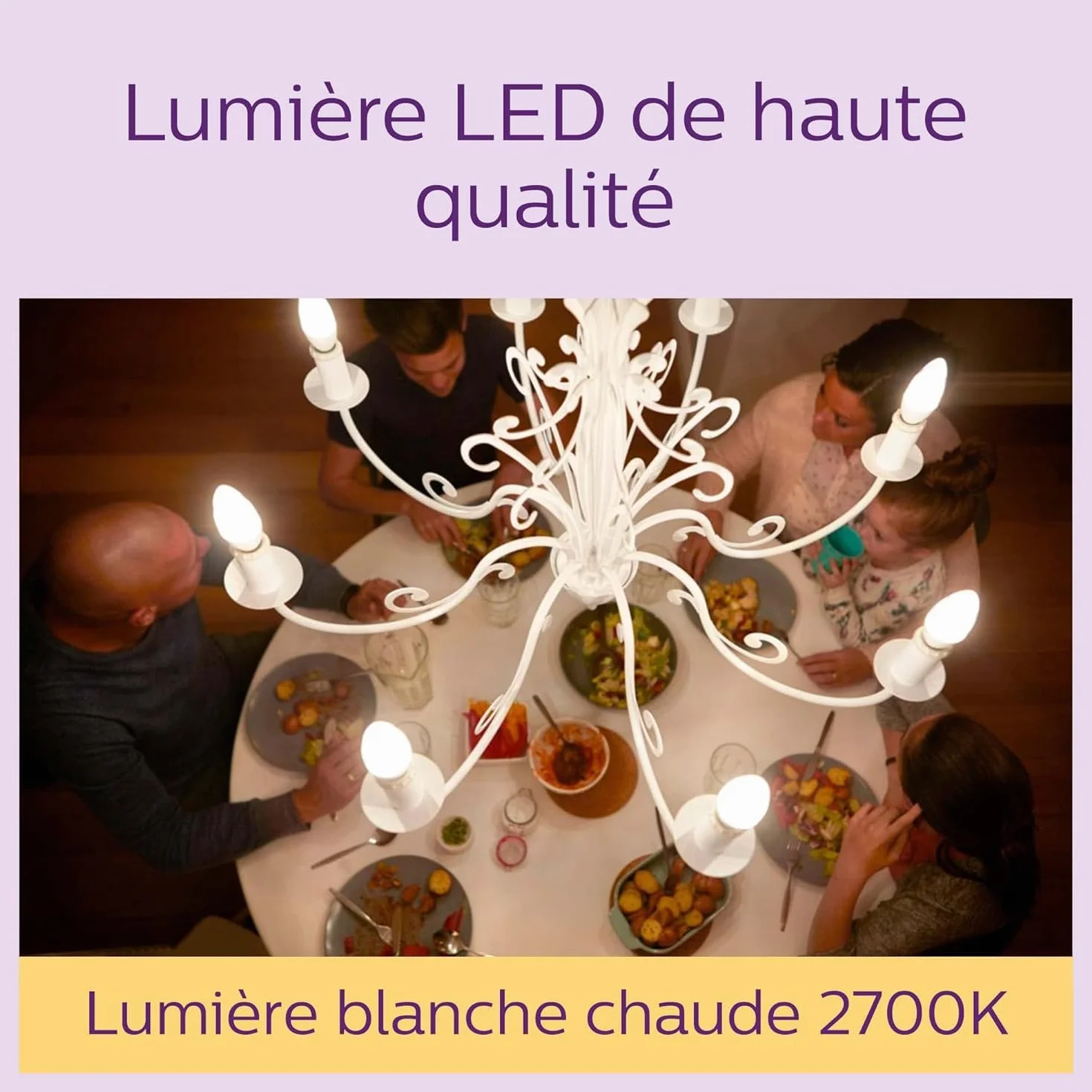 Philips pack de 6 ampoules LED E14 flamme 40W blanc chaud