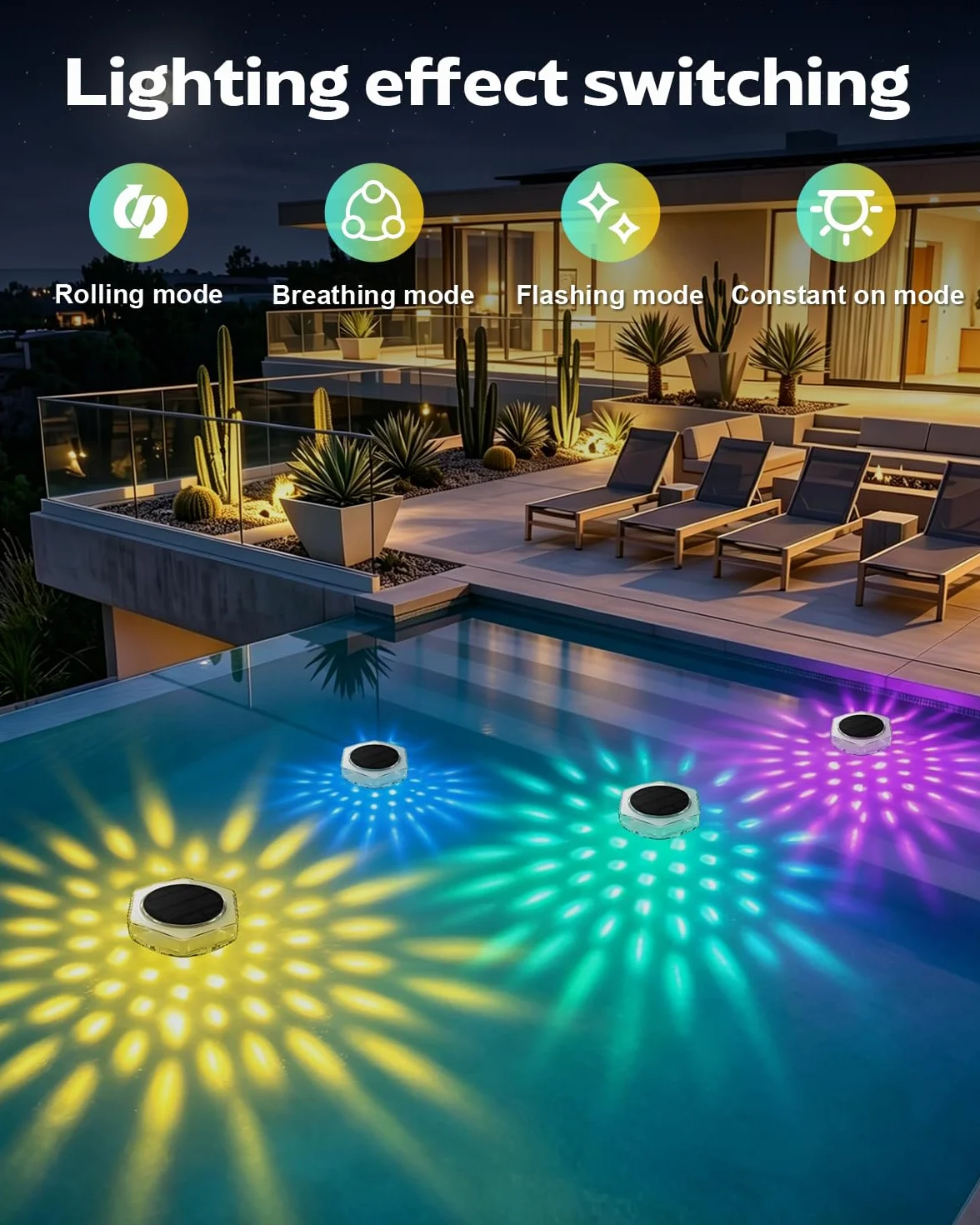 Lampe solaire pour piscine AdalyRoma RVB LED flottante avec télécommande et minuterie