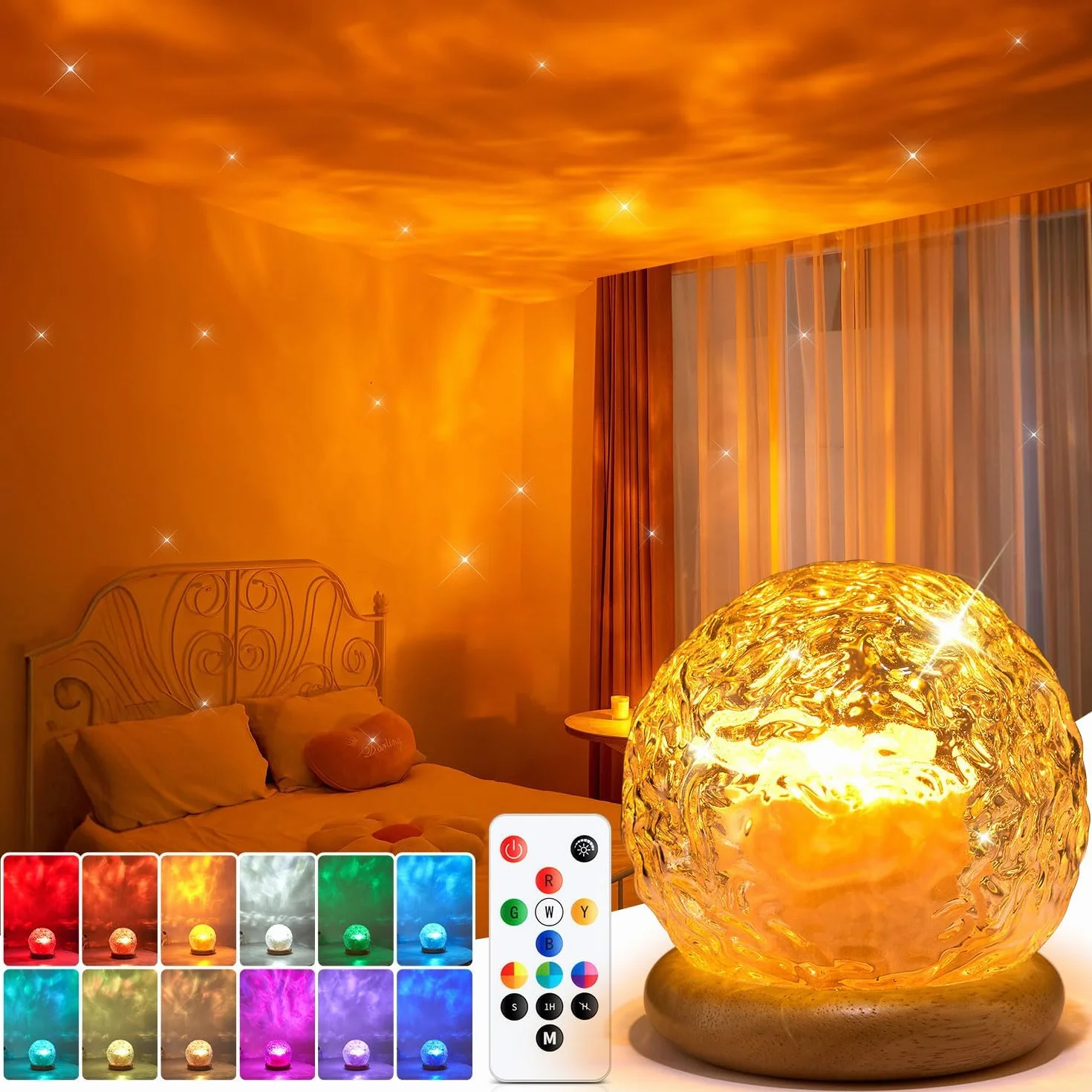 Projecteur Ciel Étoile 216 Effets Lumineux 3-en-1 Aurore Boréale Coucher de Soleil Onde Océan Télécommande USB