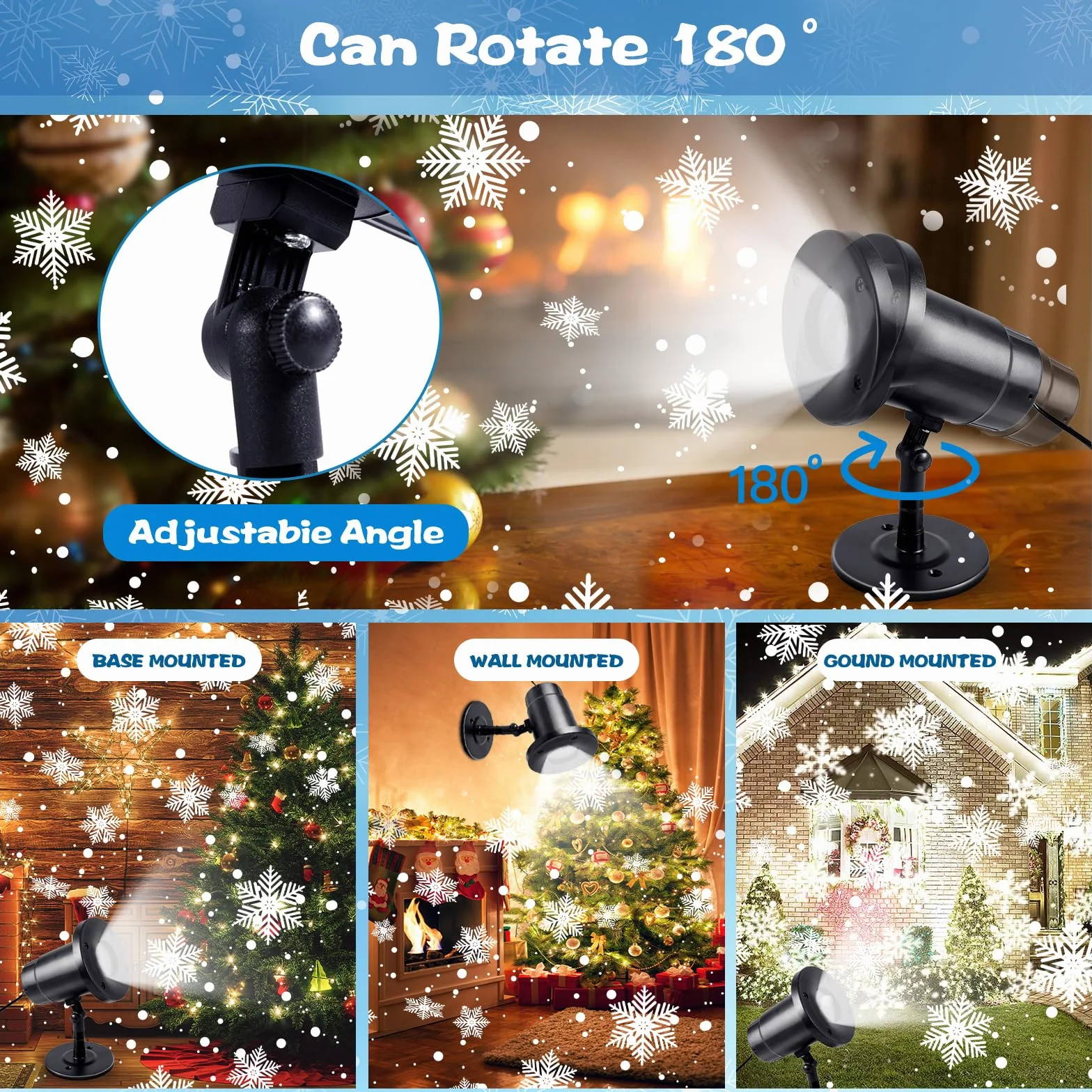 Projecteur Noël Extérieur IP65 Lampe Flocon de Neige Blanc Froid