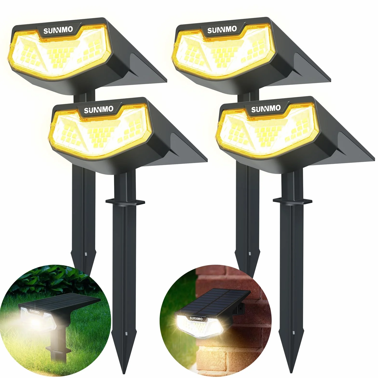 Lampe Solaire Exterieur Lot de 4 IP65 Jardin Allée Chemin Blanc Chaud