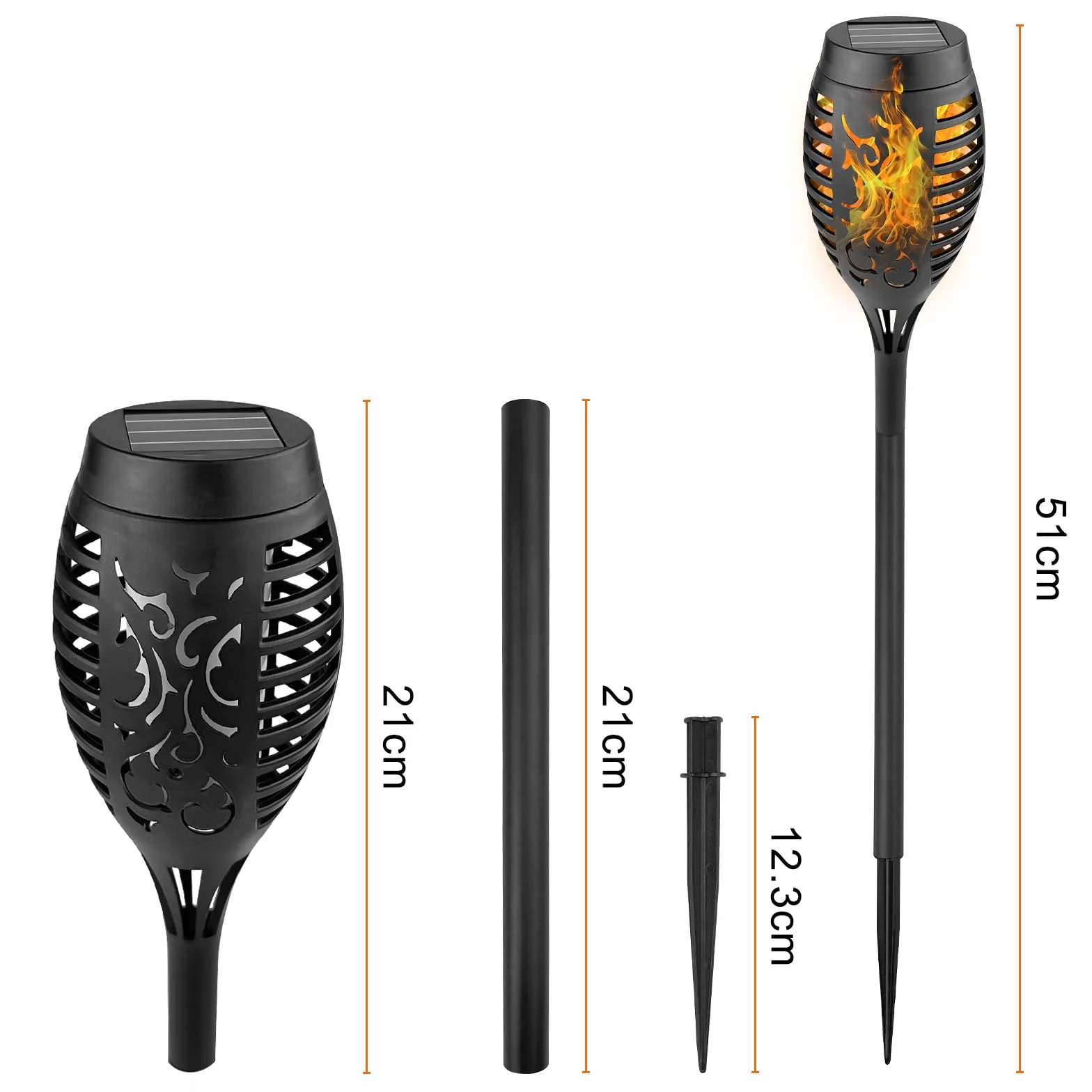 WinGluge Lot de 8 lampes solaires extérieur IP65 12 LED effet flamme réaliste