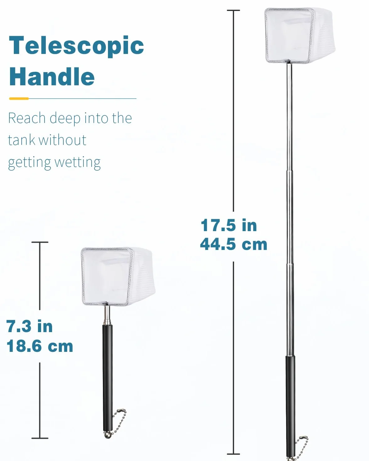 Pawfly Filet pour crevettes d'aquarium 5-10 cm Mini-Filet de pêche avec poignée Extensible en Acier Inoxydable Mailles Souples pour Aquariums