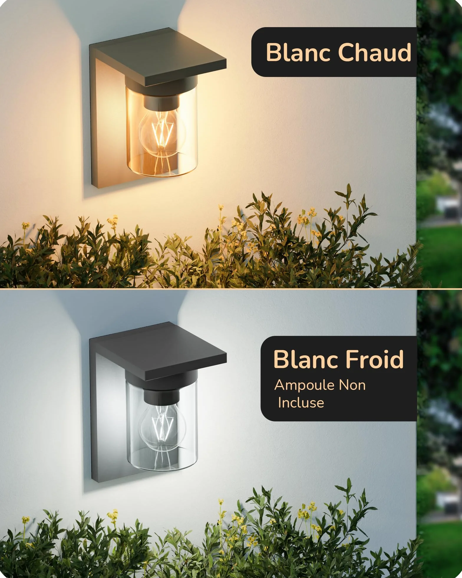 EDISHINE Applique Murale Extérieure IP44 Étanche E27 15W 19x12x15 cm Anthracite