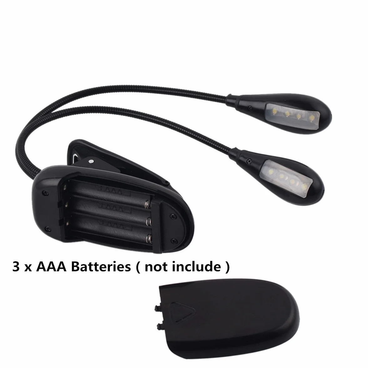 Lampe de Lecture Deux Têtes Liseuse Lampe Clip 8LED 2 Mode Luminosité Réglable 360° Cou Flexible Portable Veilleuse