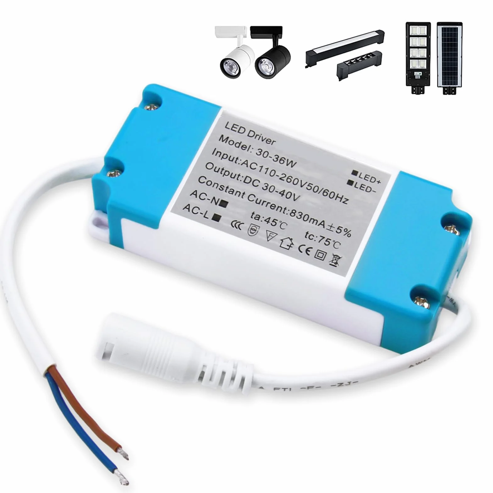 Transformateur LED 30W-36W Alimentation 30-40V 830MA Driver Universel pour Ampoules Rubans Spots