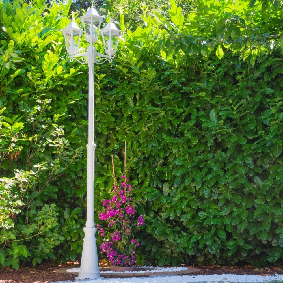 Lampadaire en fonte d'aluminium blanc antique réglable IP44 3xE27 jardin rétro