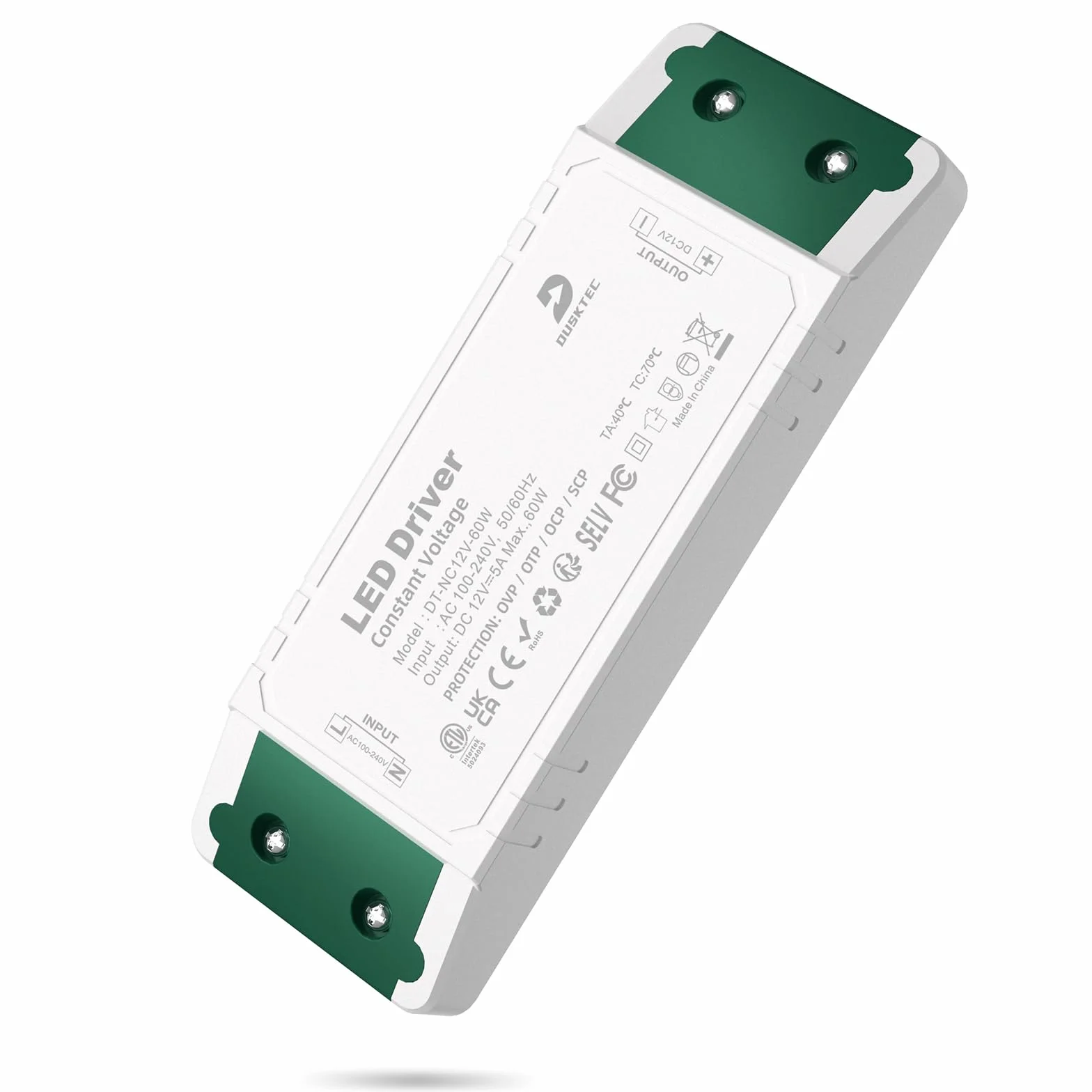 DUSKTEC Transformateur LED 220V 12V 60W 5A AC DC Adaptateur Tension Constante 12 Volt