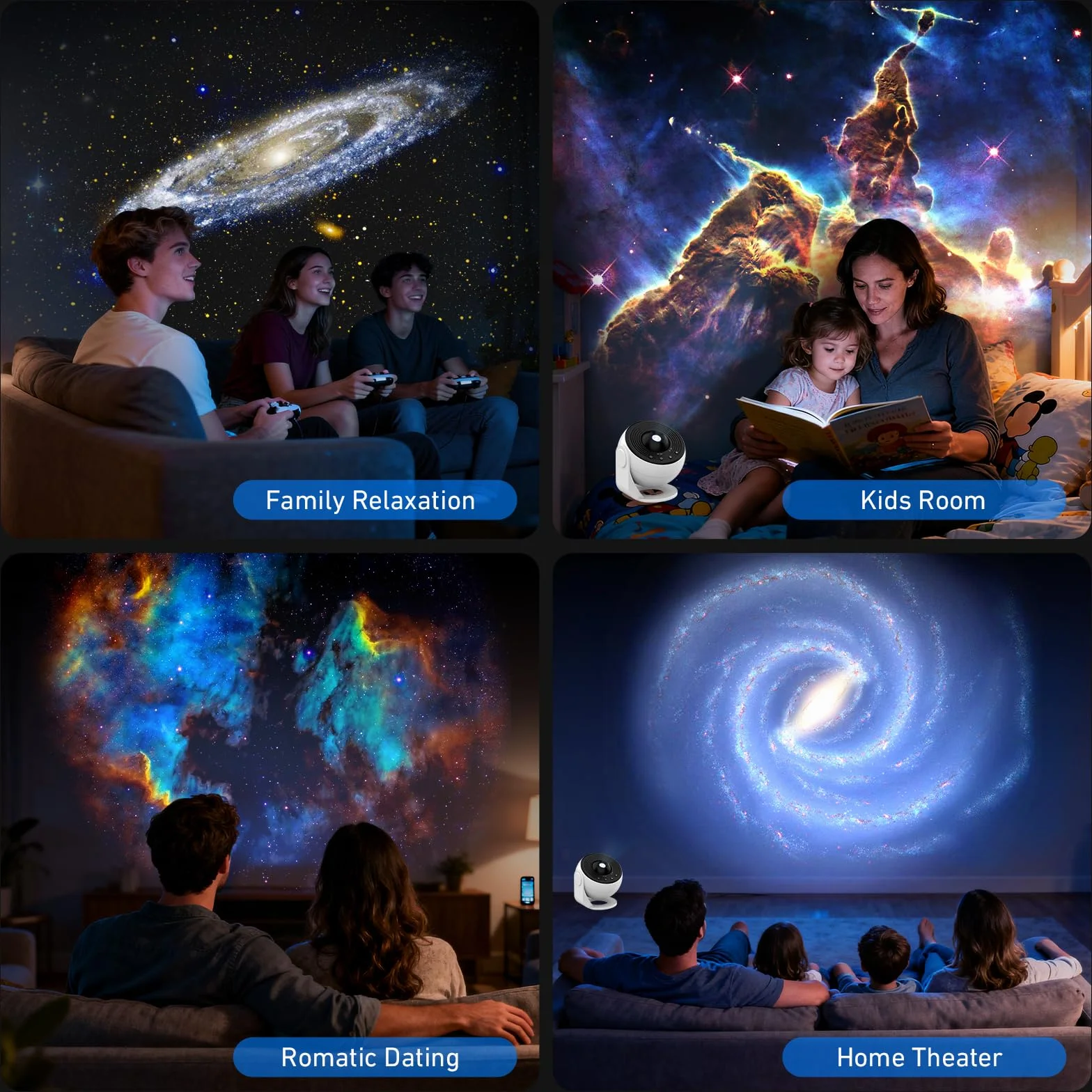 Projecteur Galaxy 13 en 1, Lampe de Nuit Ciel Étoilé avec 12 Constellations, Nébuleuse Rotatif 360°
